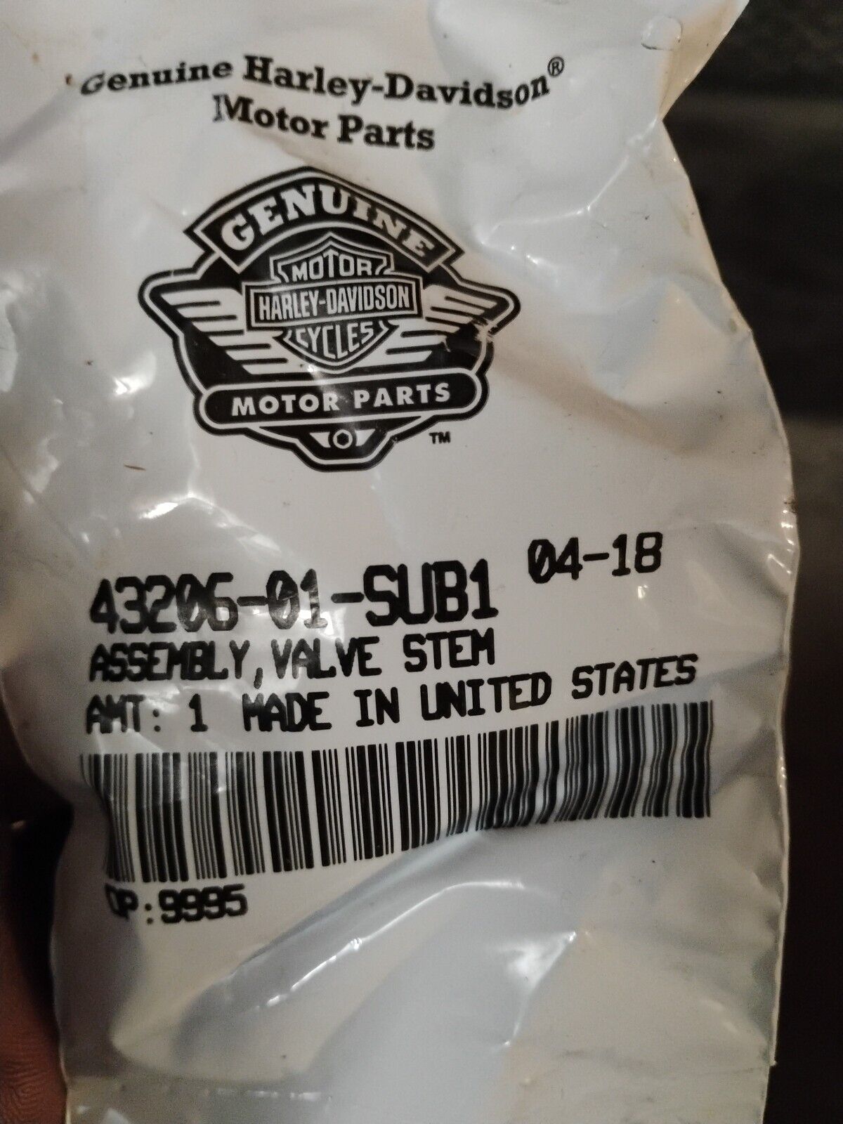 Harley Davidson Motorcycle OEM Valve Stem Assembly Kit P/N 43206-01-SUB1 NEW (S)