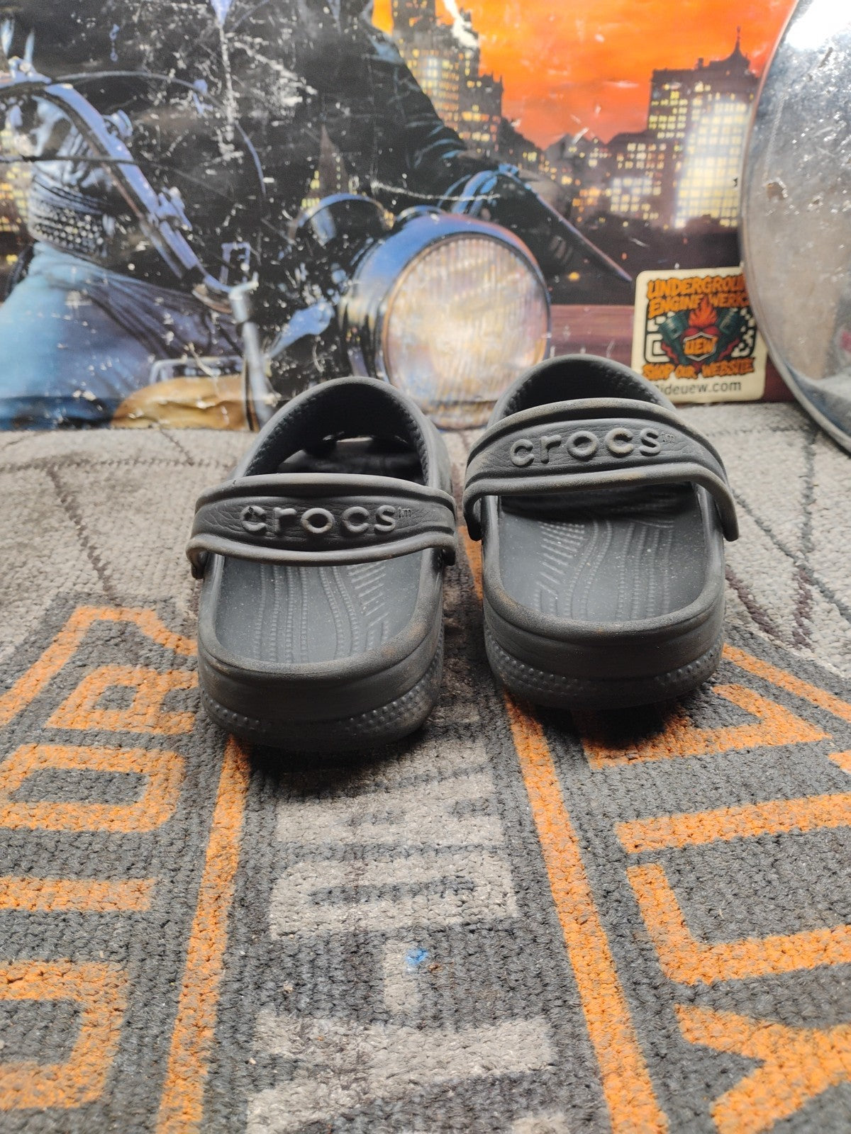 Crocs Classic Clogs Size J1 Dark  slip on with straps childrens