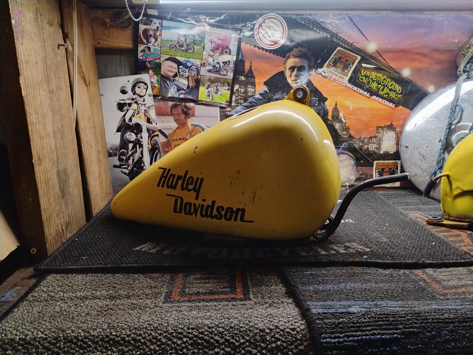 Harley-Davidson Peanut Gas Fuel Tank Yellow Black Script Logo OEM