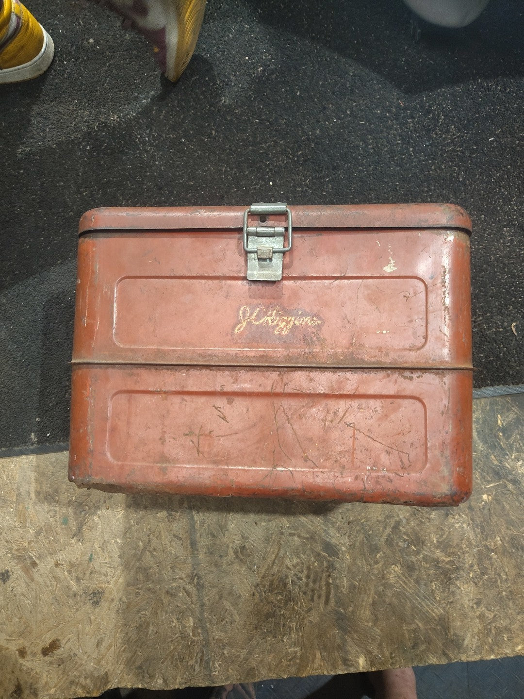 1950s JC Higgins Red Metal Ice Chest Cooler Vintage Sears Picnic / Bicycle Acces