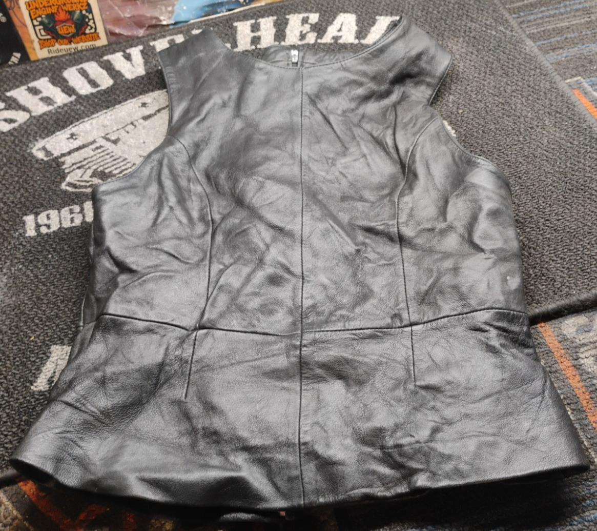 Vintage Pelle Studio Wilsons Black Leather Motorcycle Vest Women's S/M