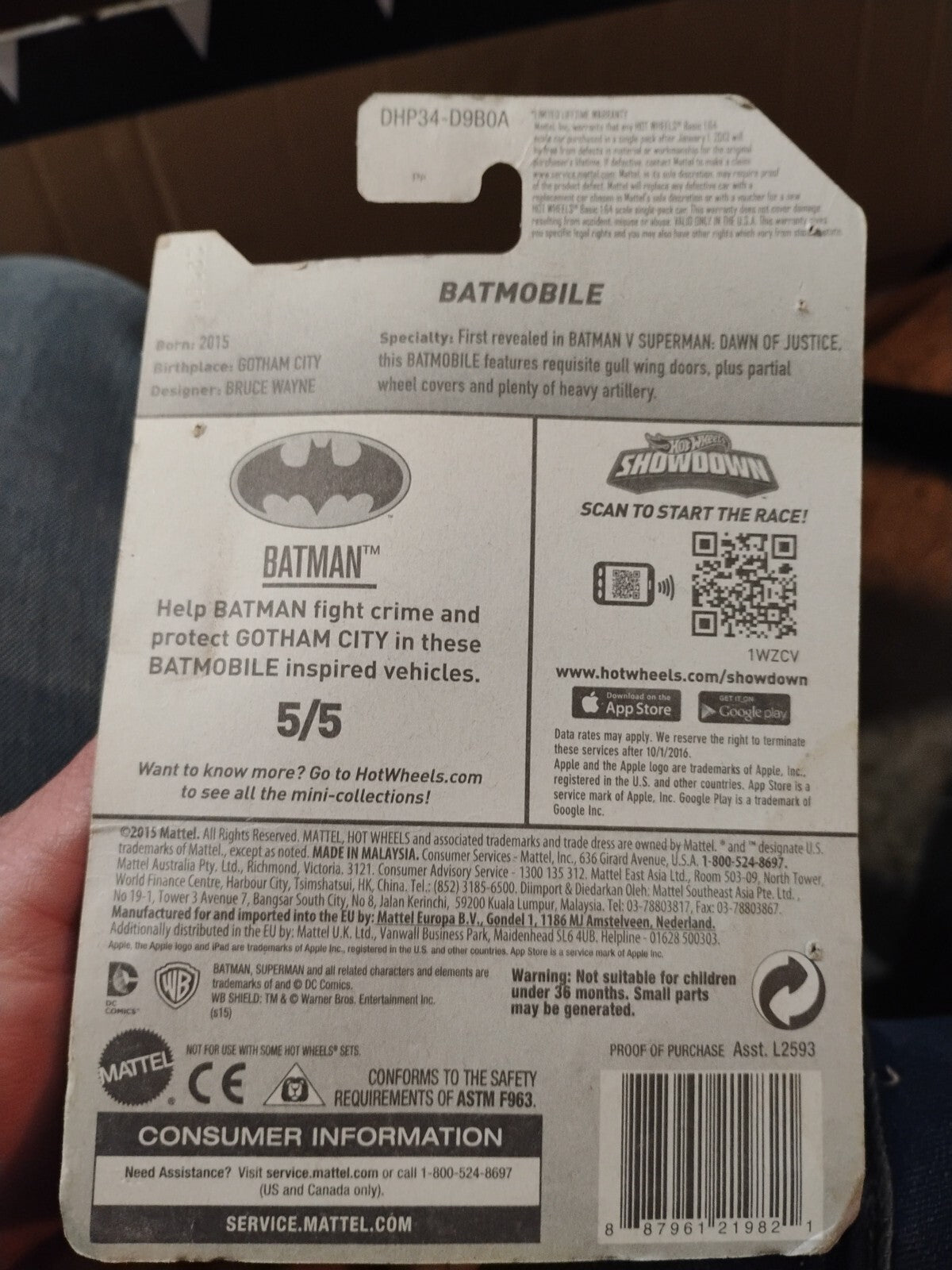 Hot Wheels Batman Batmobile 5/5 DC COMICS 2016