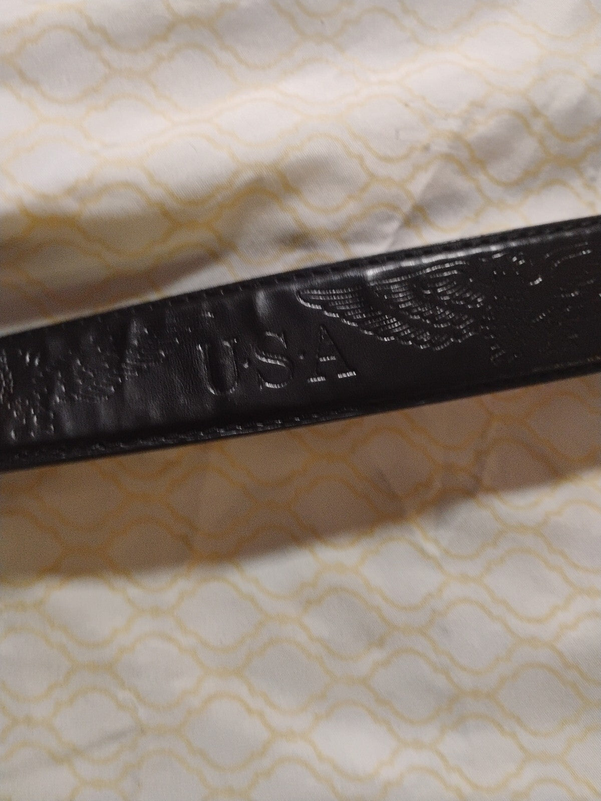 USA Eagle Genuine Leather Belt Size 34-36 Black Vintage USA American Bald Eagle