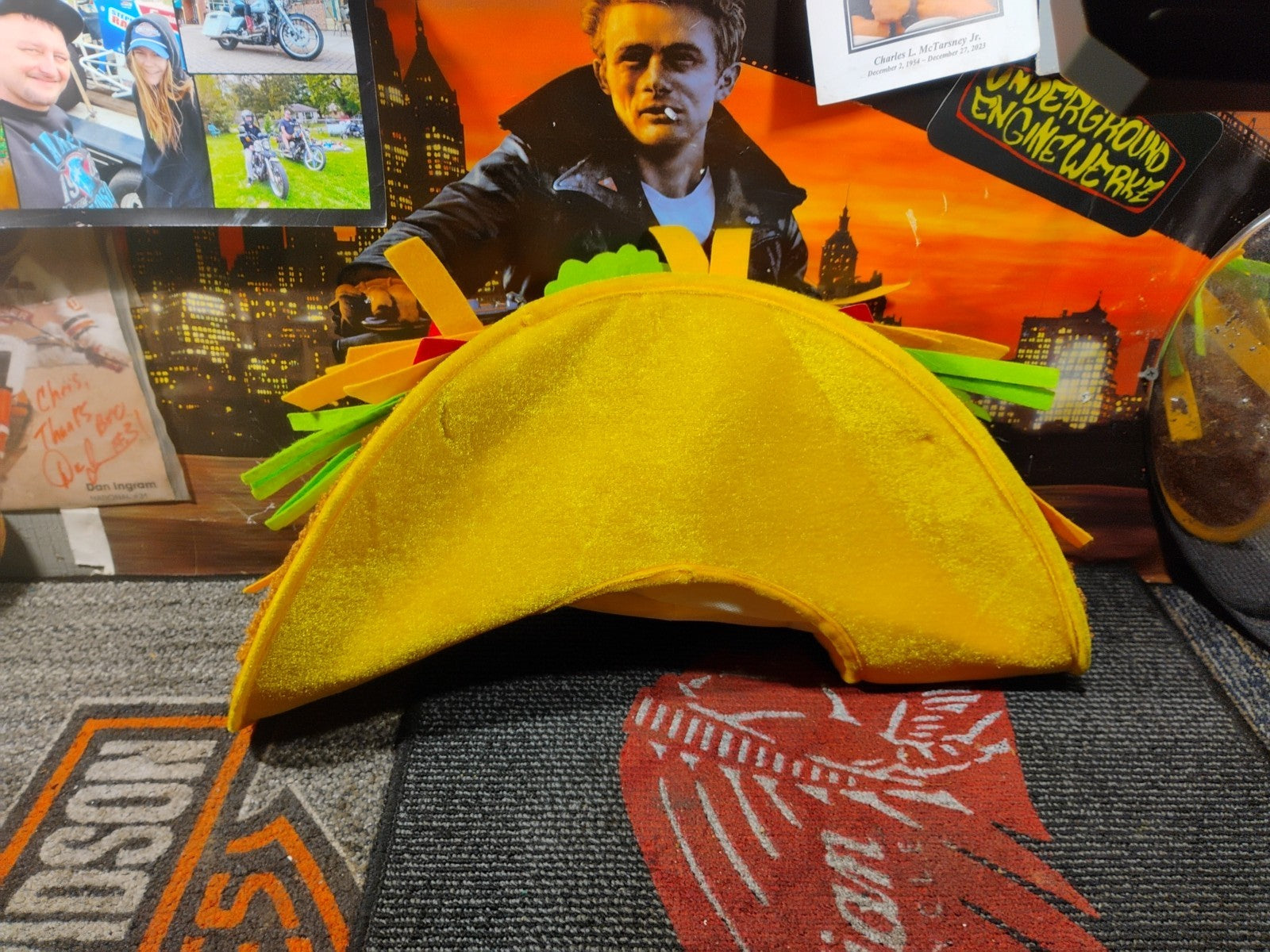 Adult Fiesta Yellow Taco Party Hat Novelty Food Prop Halloween Costume Accessory