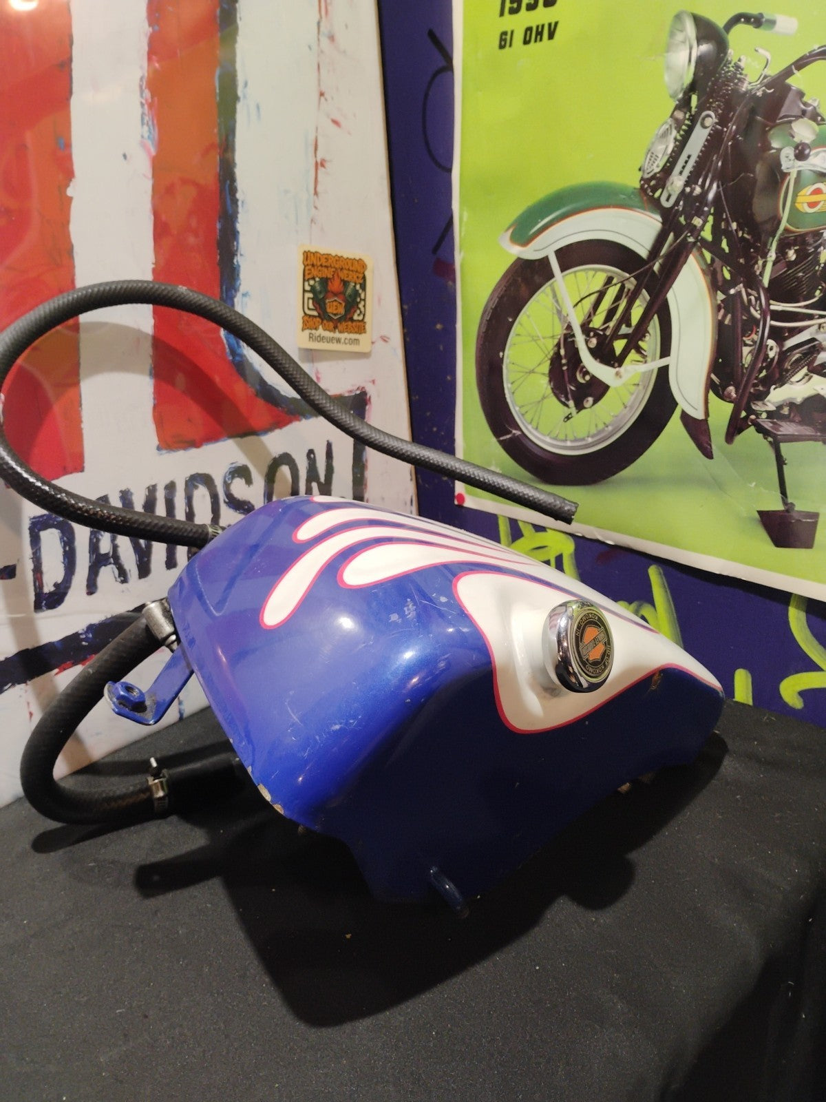 Harley Davidson Sportster oil tank Custom Paint Red White Blue 