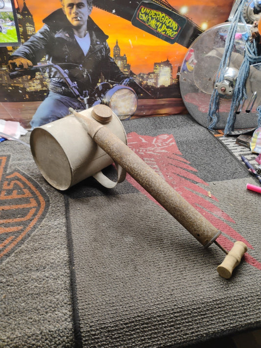 Vintage Antique Drum Pesticide Sprayer Rusty Tube W/Wood handle Primitive