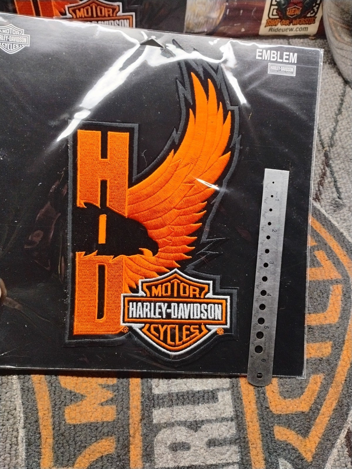 Nos Vintage Harley Eagle Wings Large 8in Orange  Motorcycle Vest Patch 