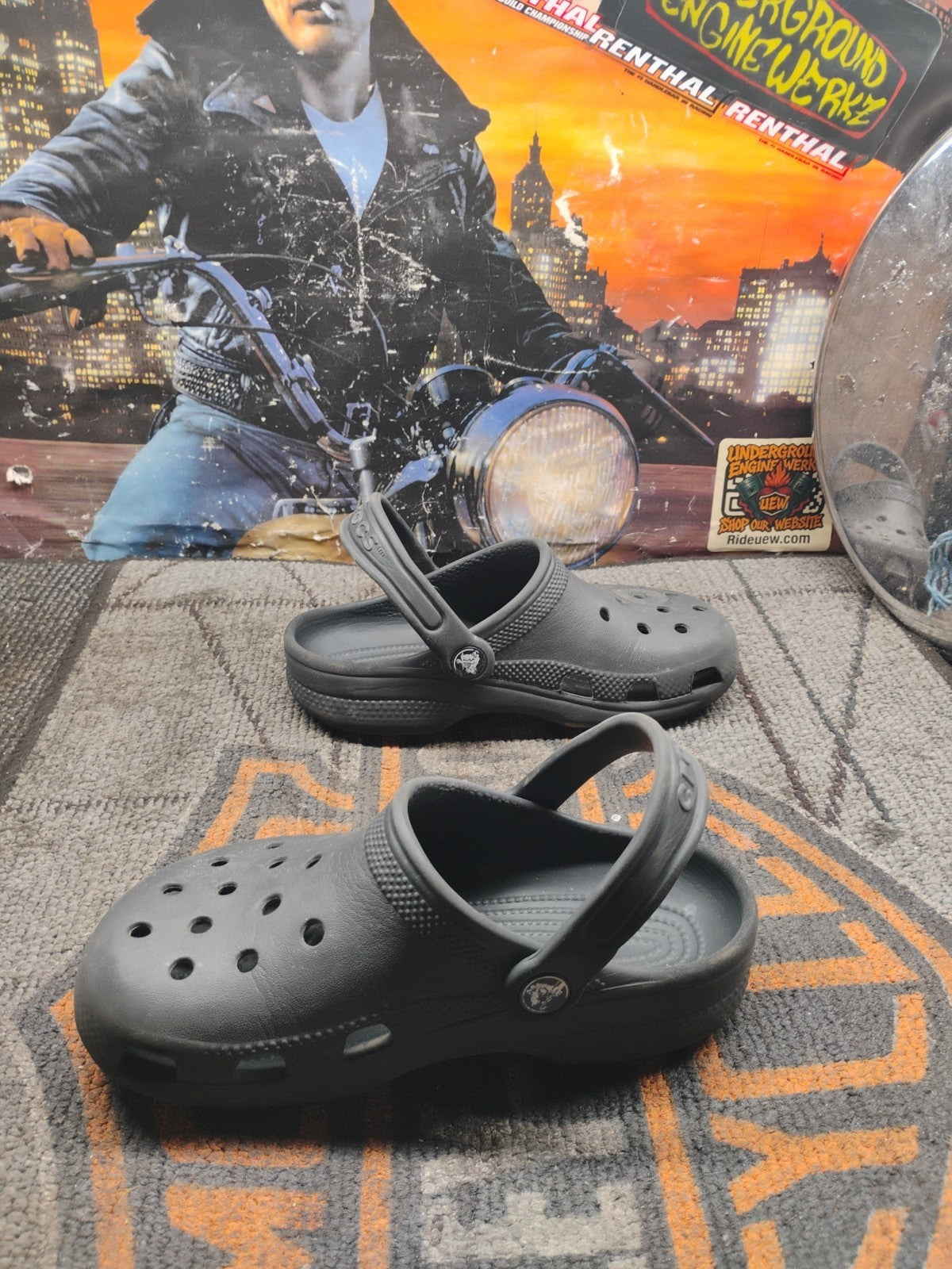 Crocs Classic Clogs Size J1 Dark  slip on with straps childrens