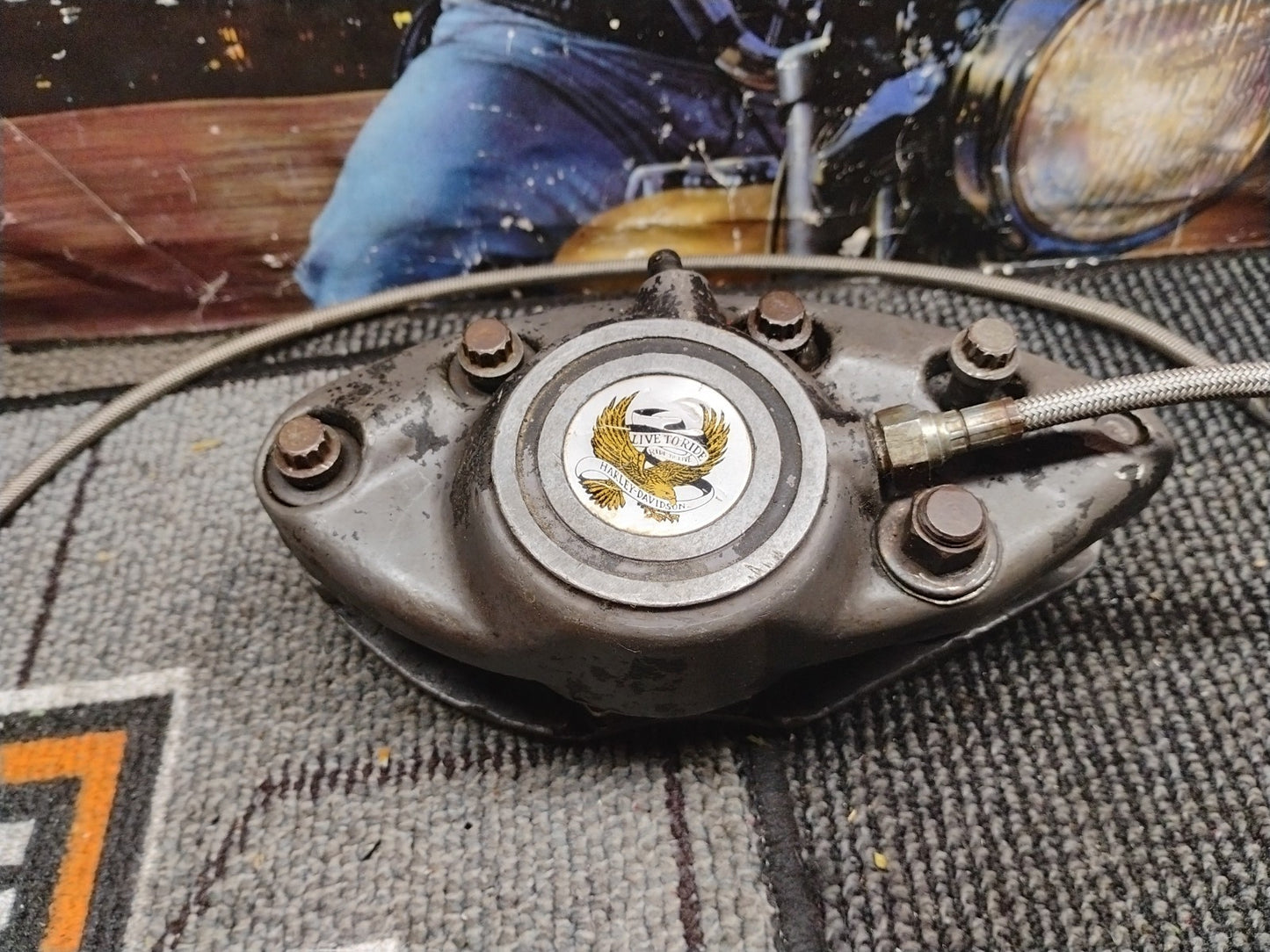 Harley Shovelhead FX FLH Banana Brake Caliper With Brake Line 