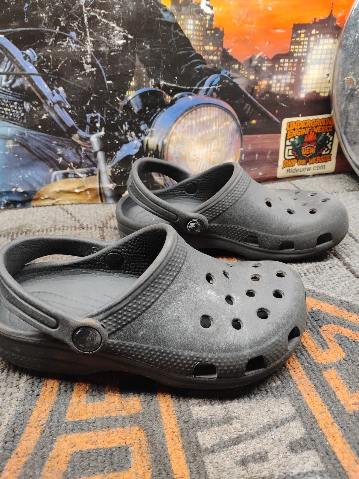 Crocs Classic Clogs Size C13 Black slip on with straps childrens