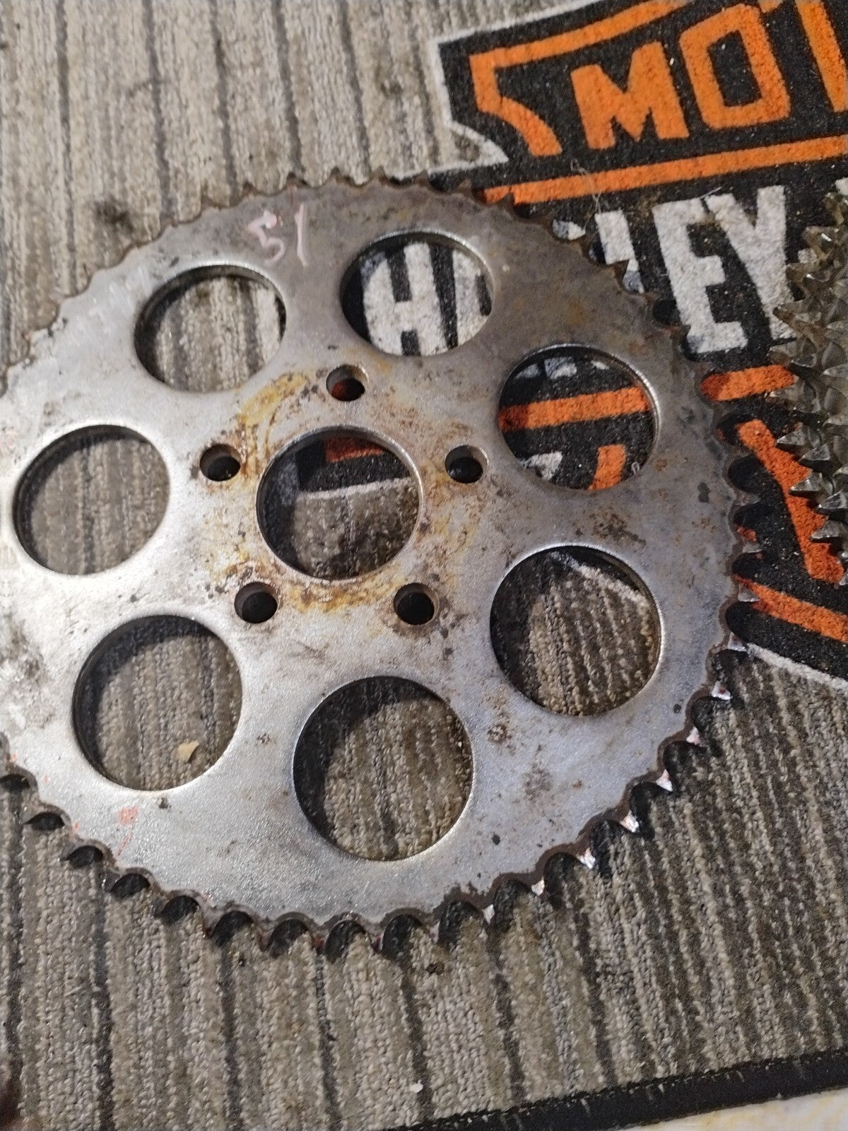 1979 Harley Davidson Shovelhead rear 51T rear drive sprocket chrome dished