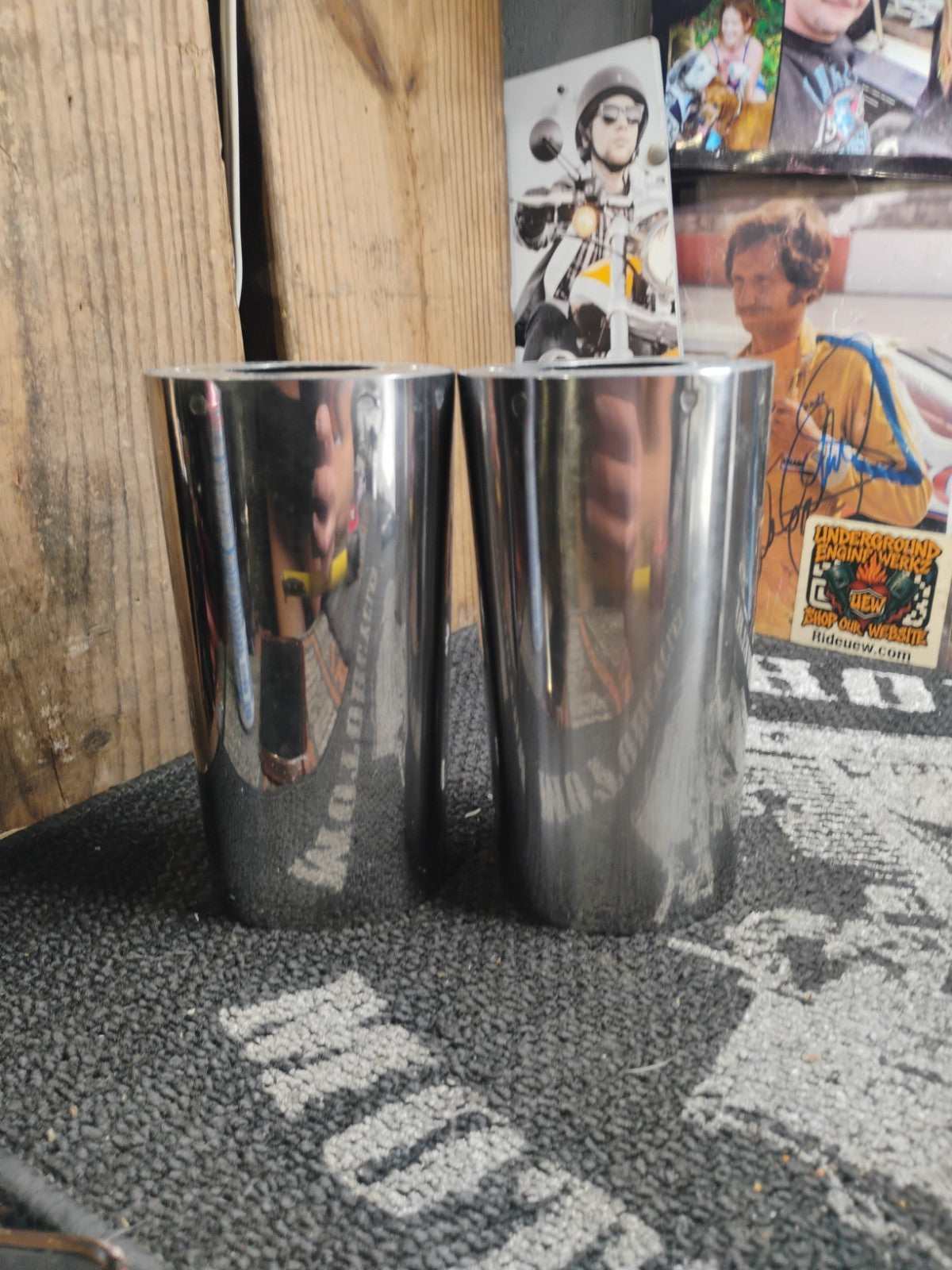 Chrome Front Fork Slider Covers FLH Glide Shovelhead Evo twin Cam Ultra Heritage