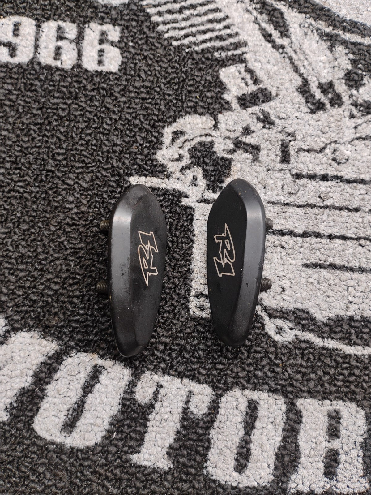Yamaha YZF R1 Motorcycle Mirror Block Off Plates Logo Engraved Black 2000-2008