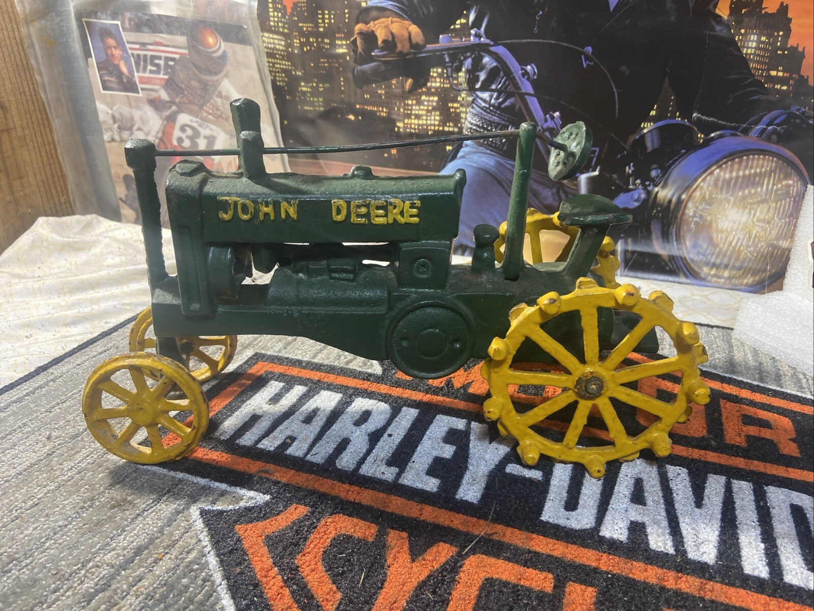 Vintage JOHN DEERE Farm Tractor With Green-Yellow Wheels