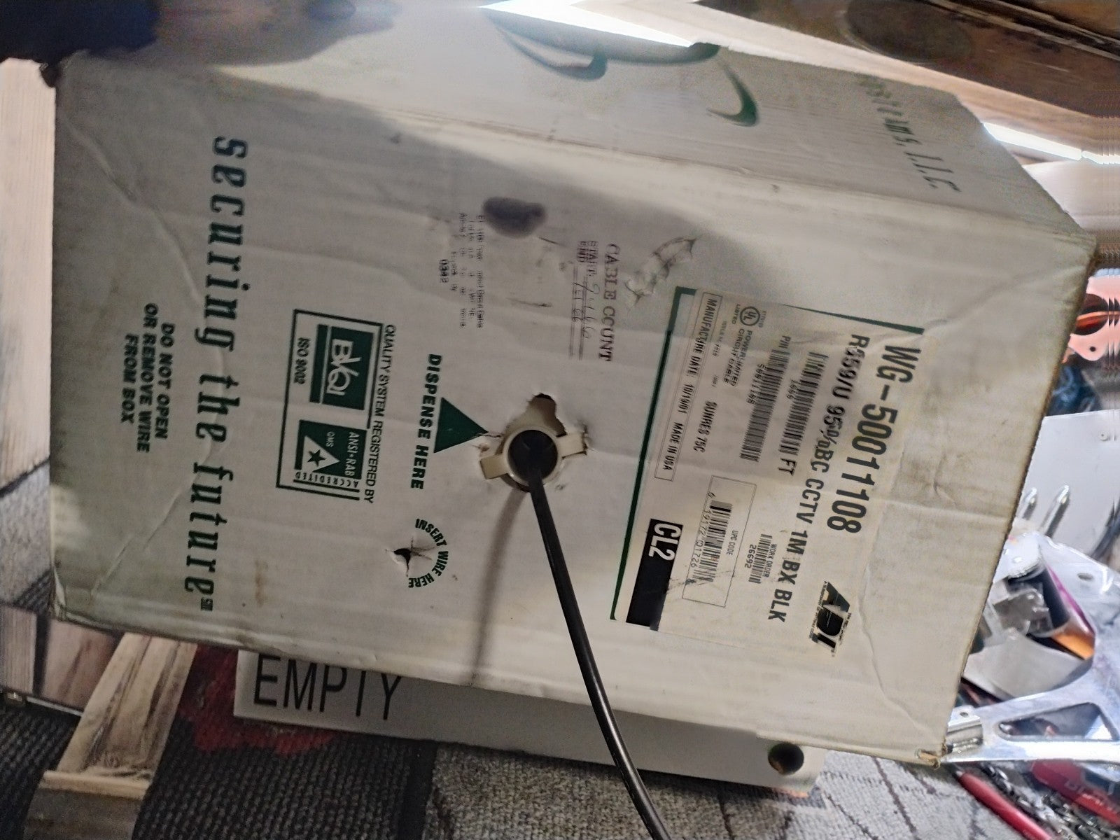 New Box, Genesis RG59/U 95%BC CCTV 100 foot white wire box general coaxial cable