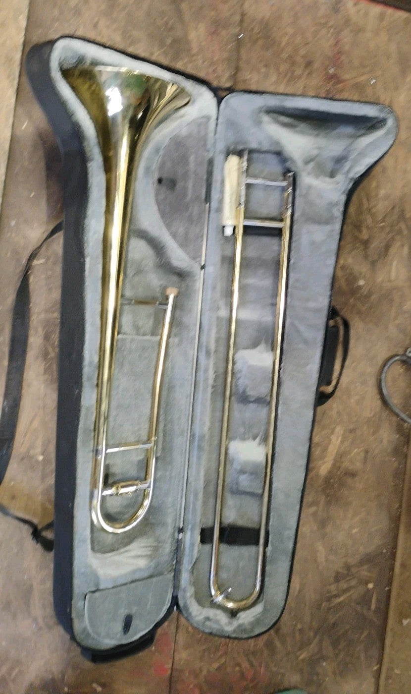 Apelila Gold Bb Tenor Trombone With Case  Student Beginner 