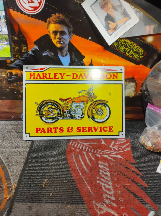 Vintage HARLEY DAVIDSON MOTORCYCLES PARTS & SERVICE  Metal ADVERTISING SIGN