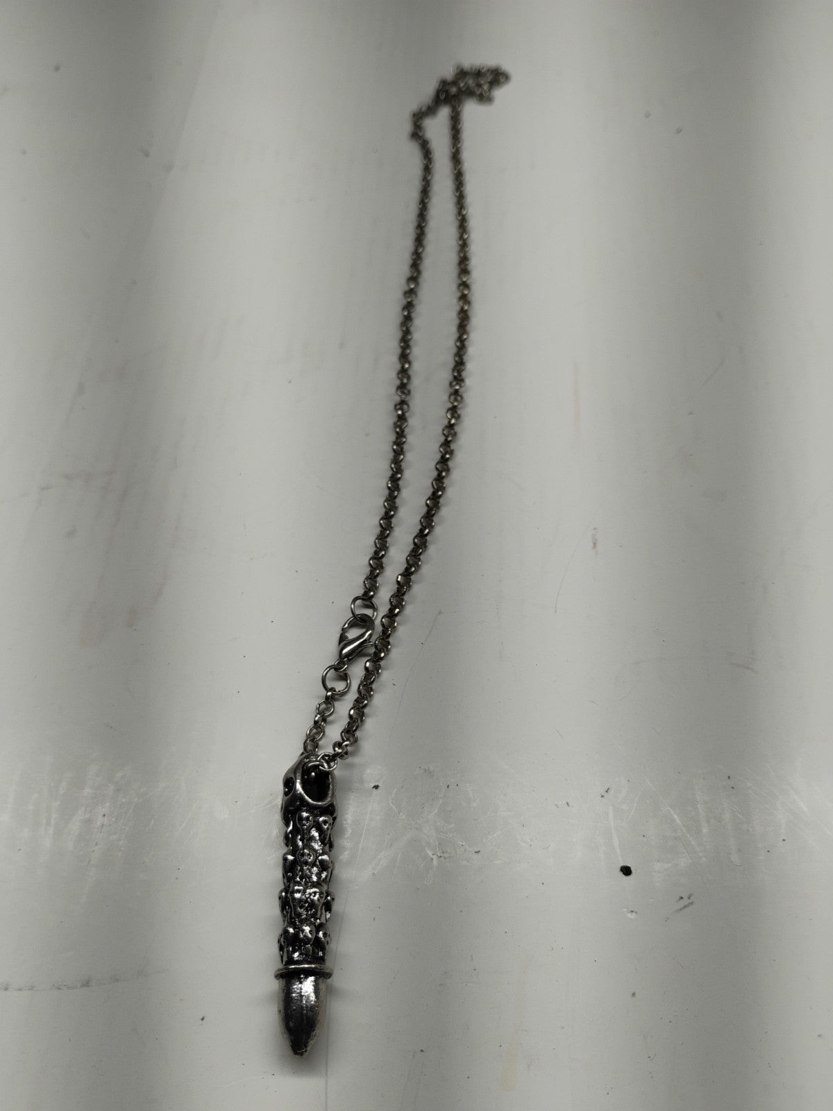 Cool Mens Boys Stainless Steel Biker Punk Skull Bullet Pendant Necklace