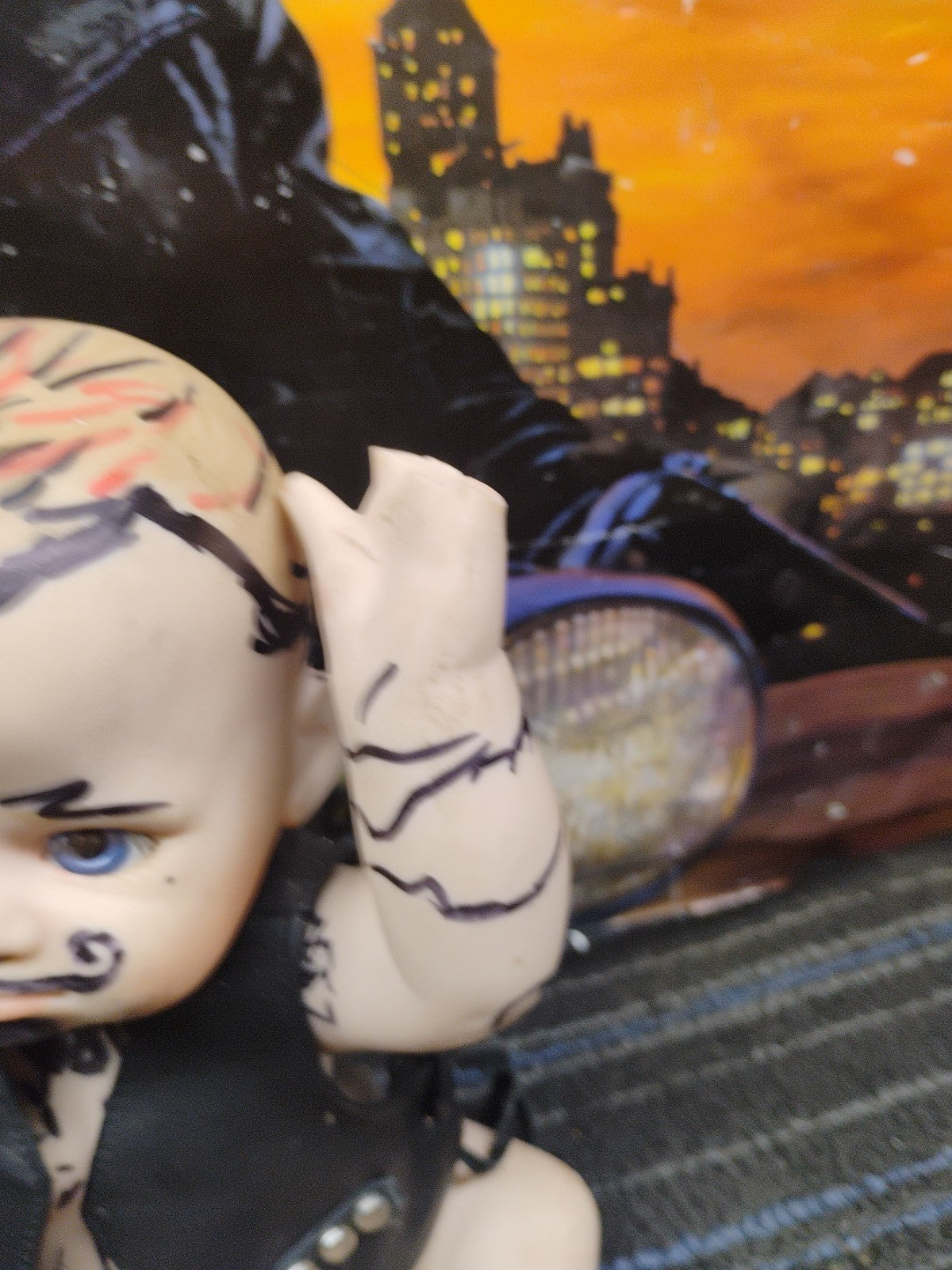 Harley Davidson Jarvis Porcelain Doll "Bobby" With Life like Tattoos And Smokes