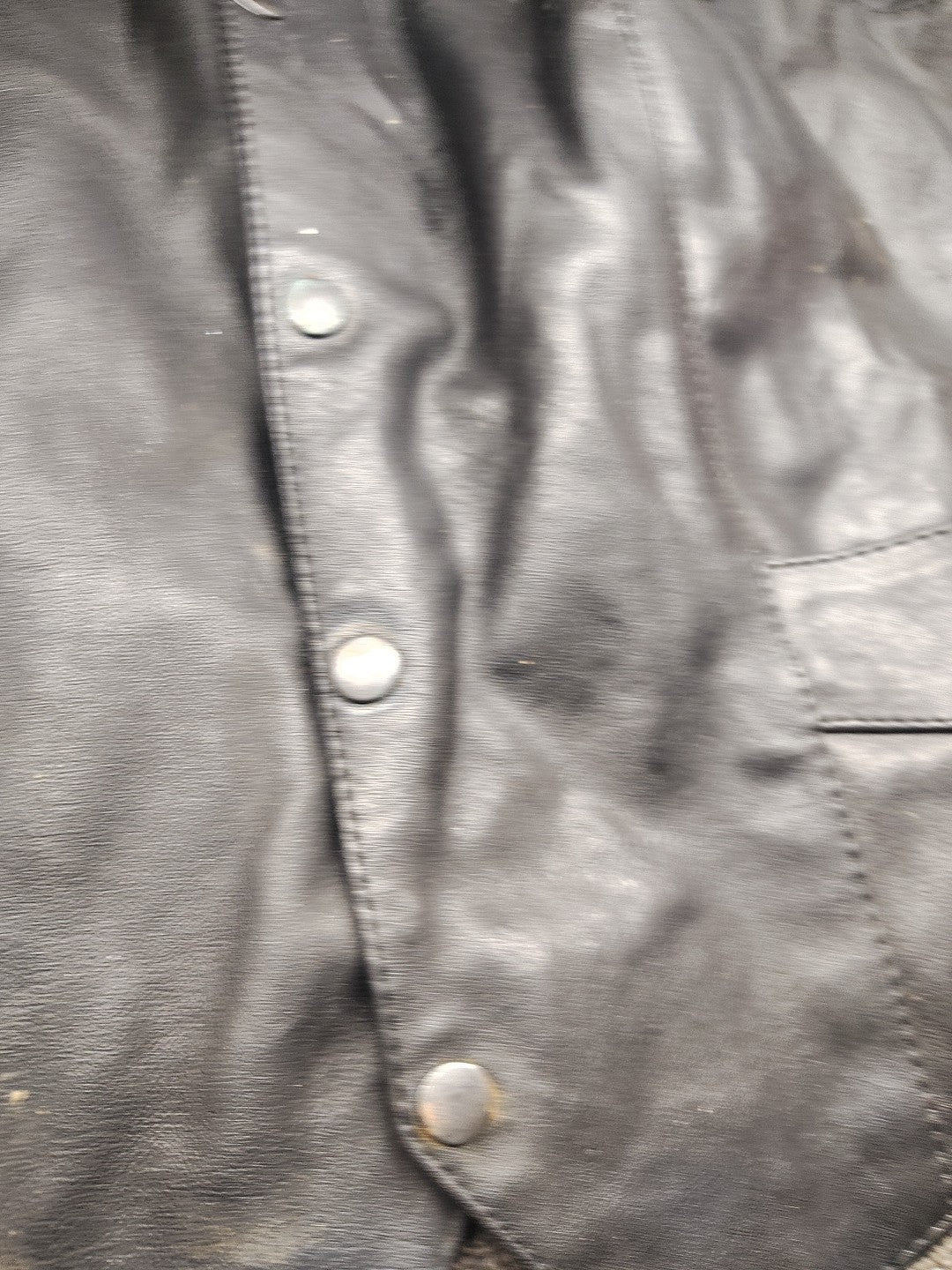 Old$ Genuine Leather Black Front Snap W/ Side Lace Up Motorcycle Vest Men's 56