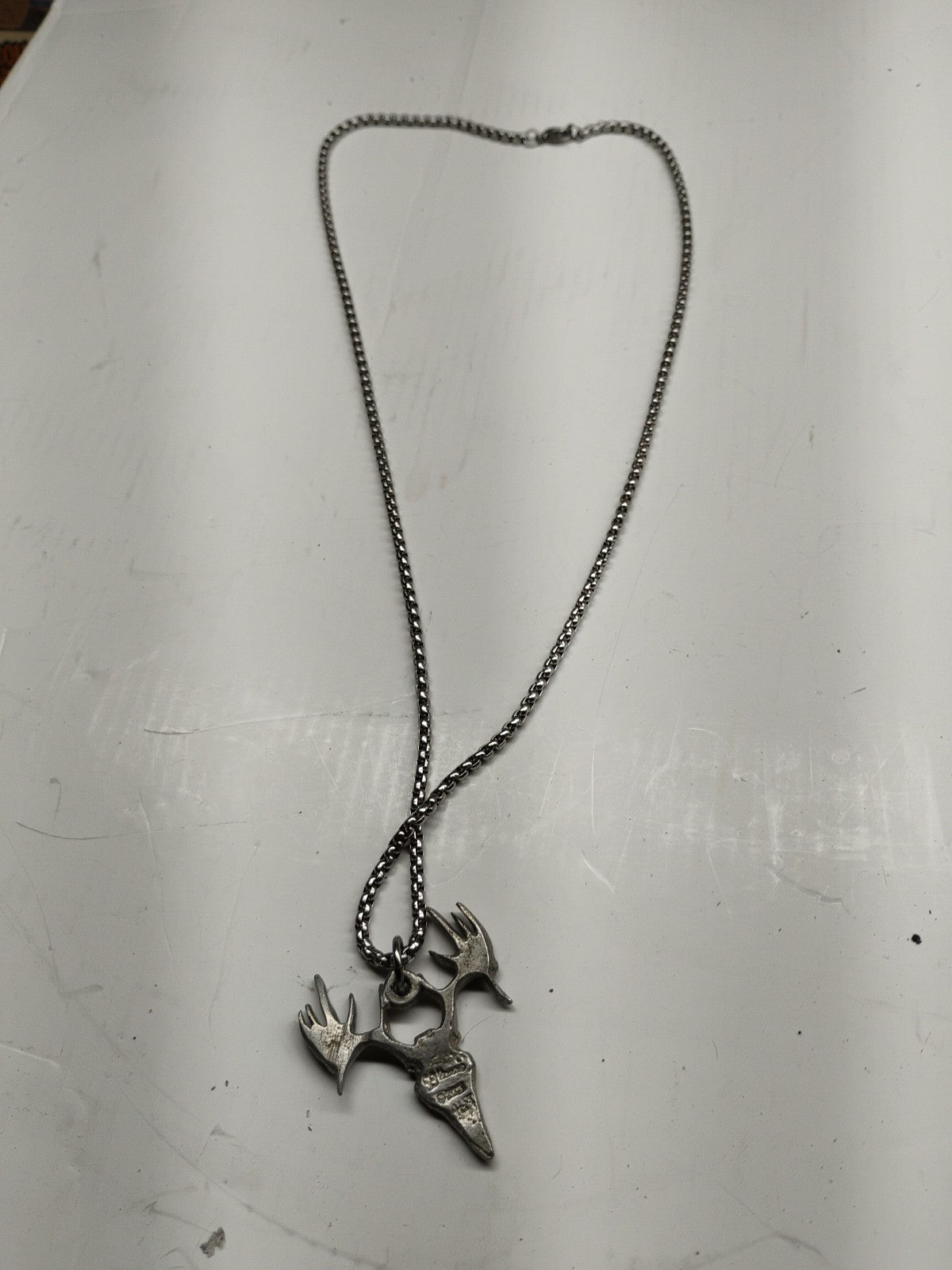 Buck Skull Deer Harris Fine Pewter Pendant USA Made