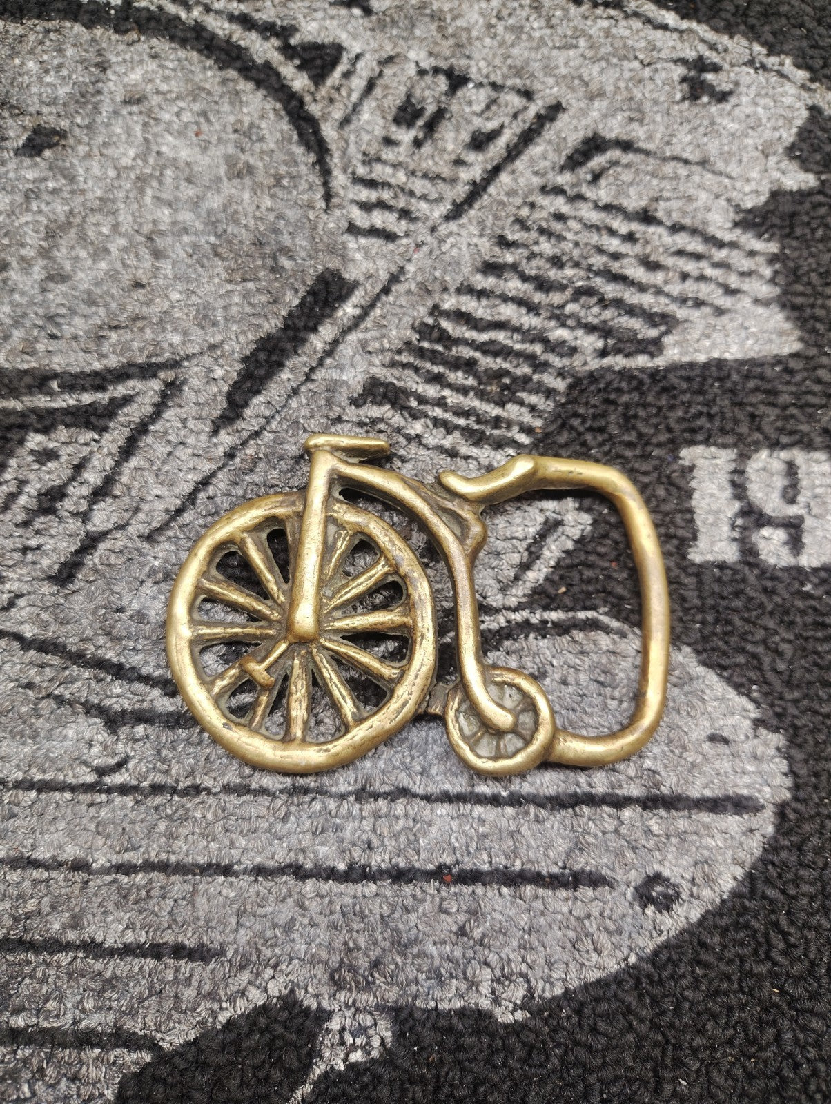 Vintage Solid Brass High Wheel Bicycle Belt Buckle Penny Farthing Cyclist