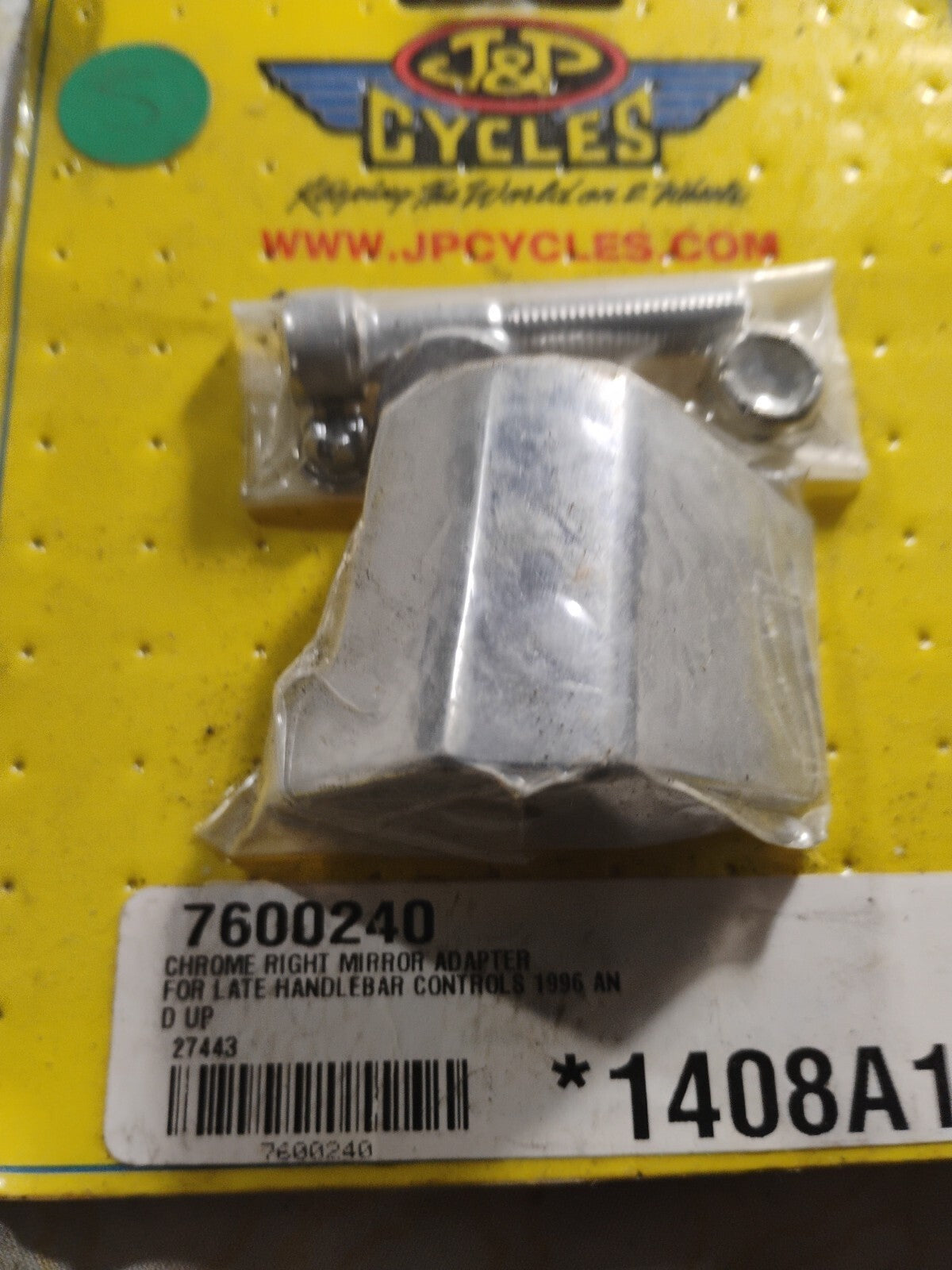 Mirror adapter chrome Harley Davidson R Side J&P Cycles Nos 7600240 1408a1