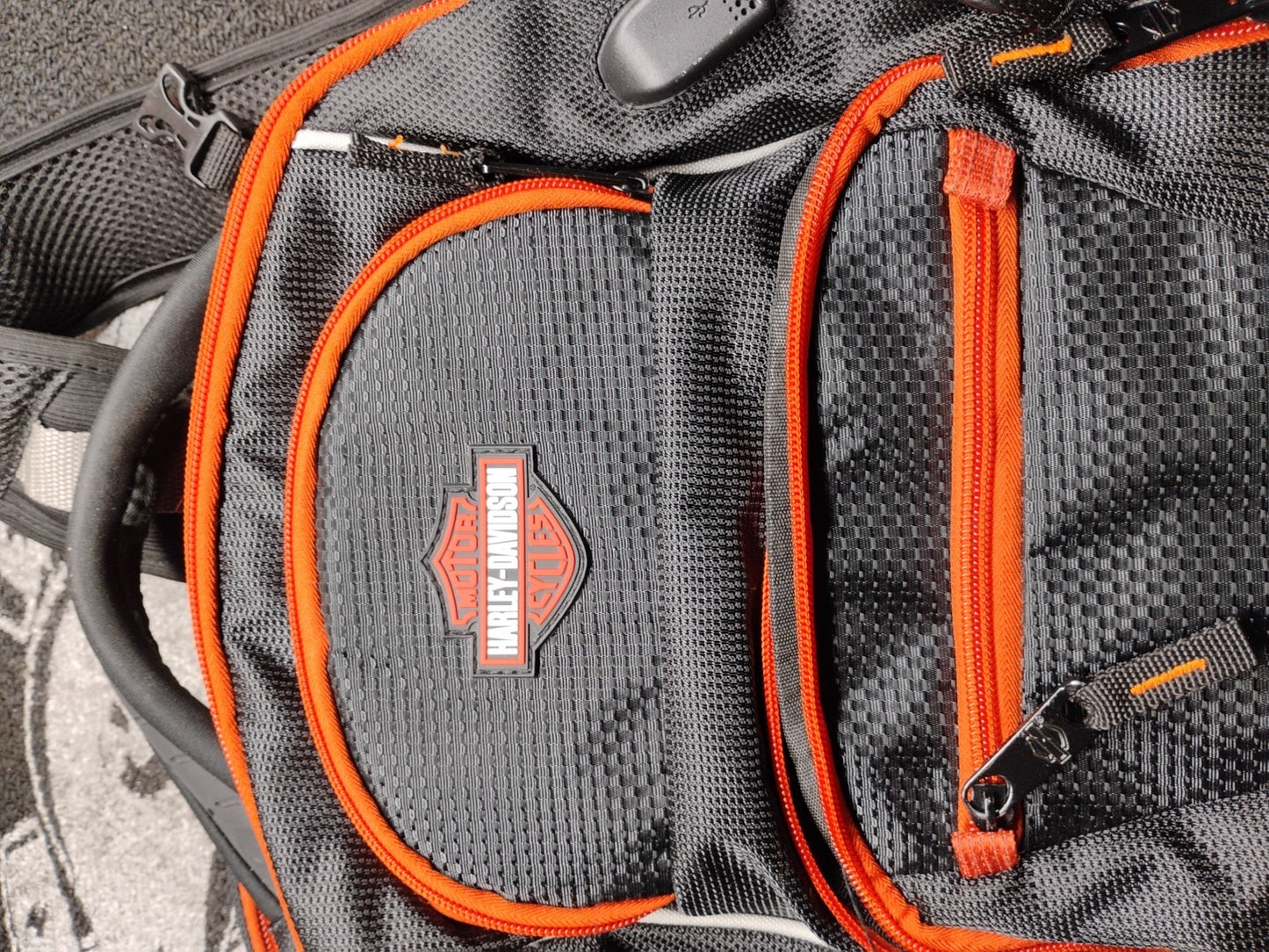 Harley-Davidson Backpack Gray Black Orange Bar & Shield Travel Laptop Motorcycle