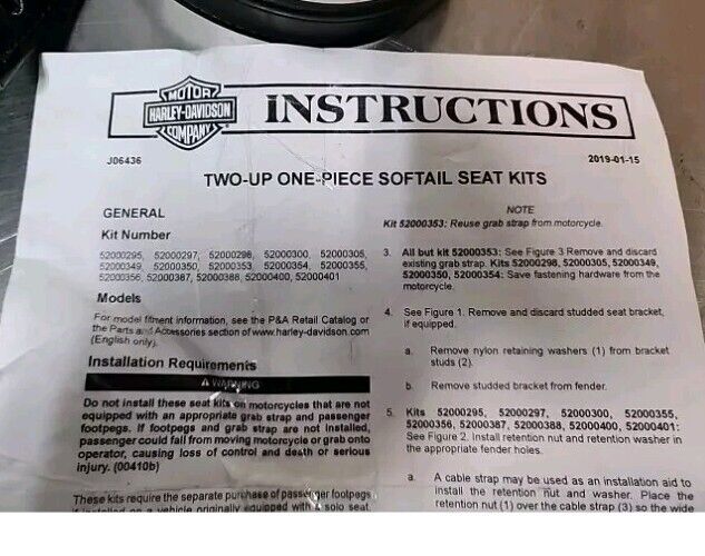 Genuine Harley-Davidson Softail Low Rider SportGlide Two-up Dual Seat New