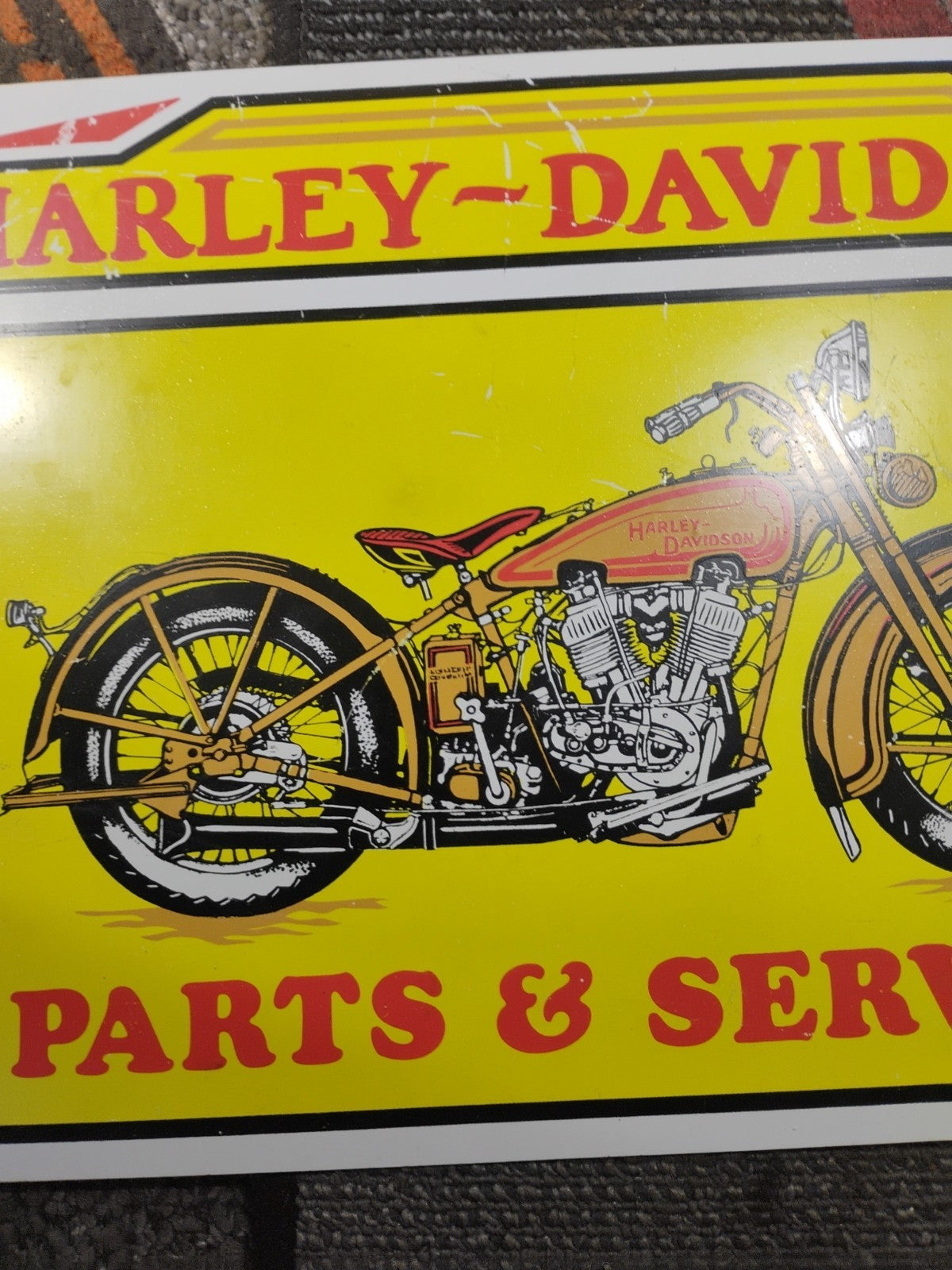 Vintage HARLEY DAVIDSON MOTORCYCLES PARTS & SERVICE  Metal ADVERTISING SIGN
