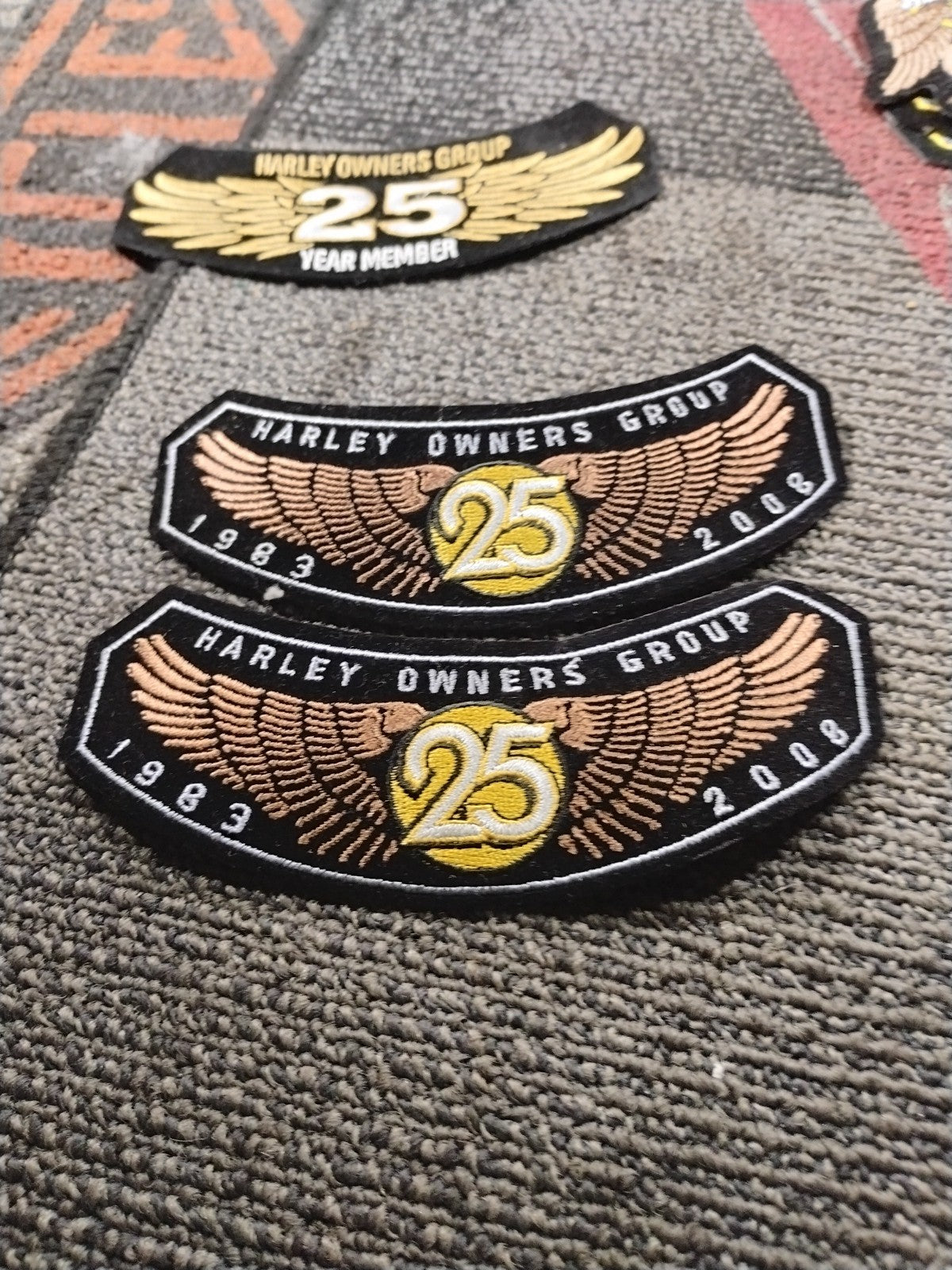 2008 HOG Harley Davidson Owners Group MC Rocker Jacket Patch & Ladies Pin LOH