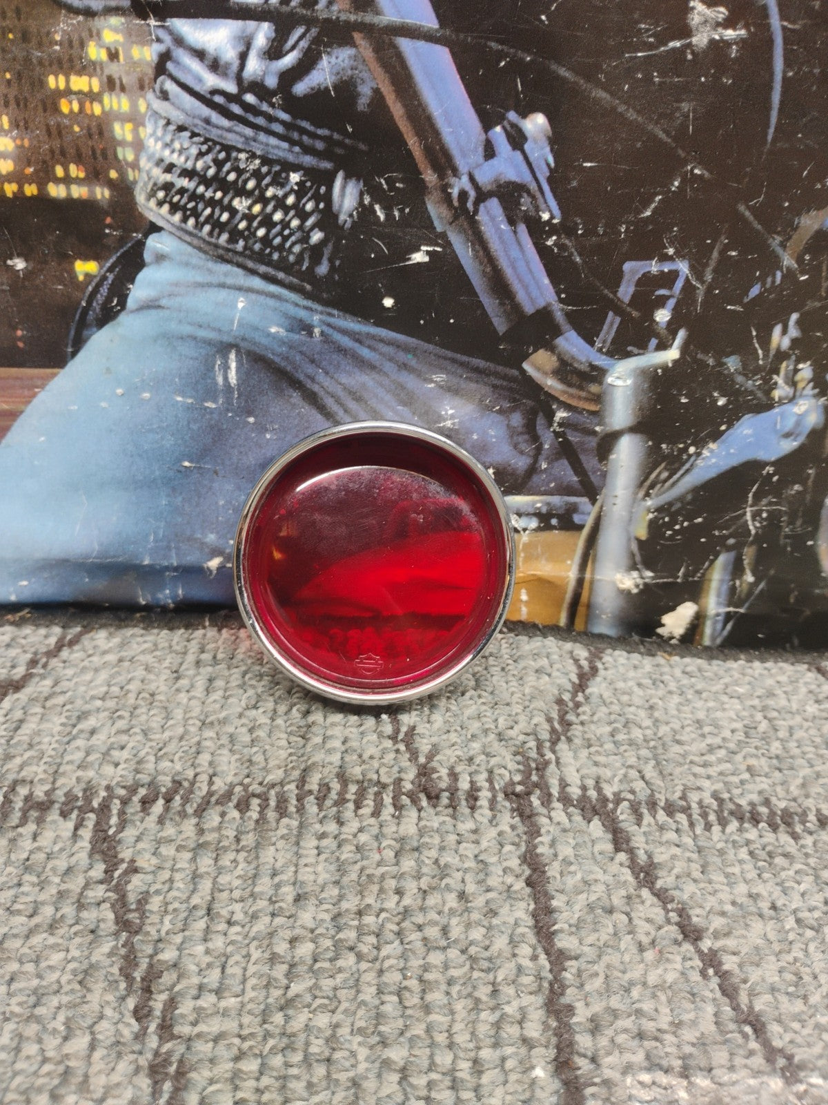 Chrome Turn Signal Bezel Red Lens for Harley Davidson by V-Twin