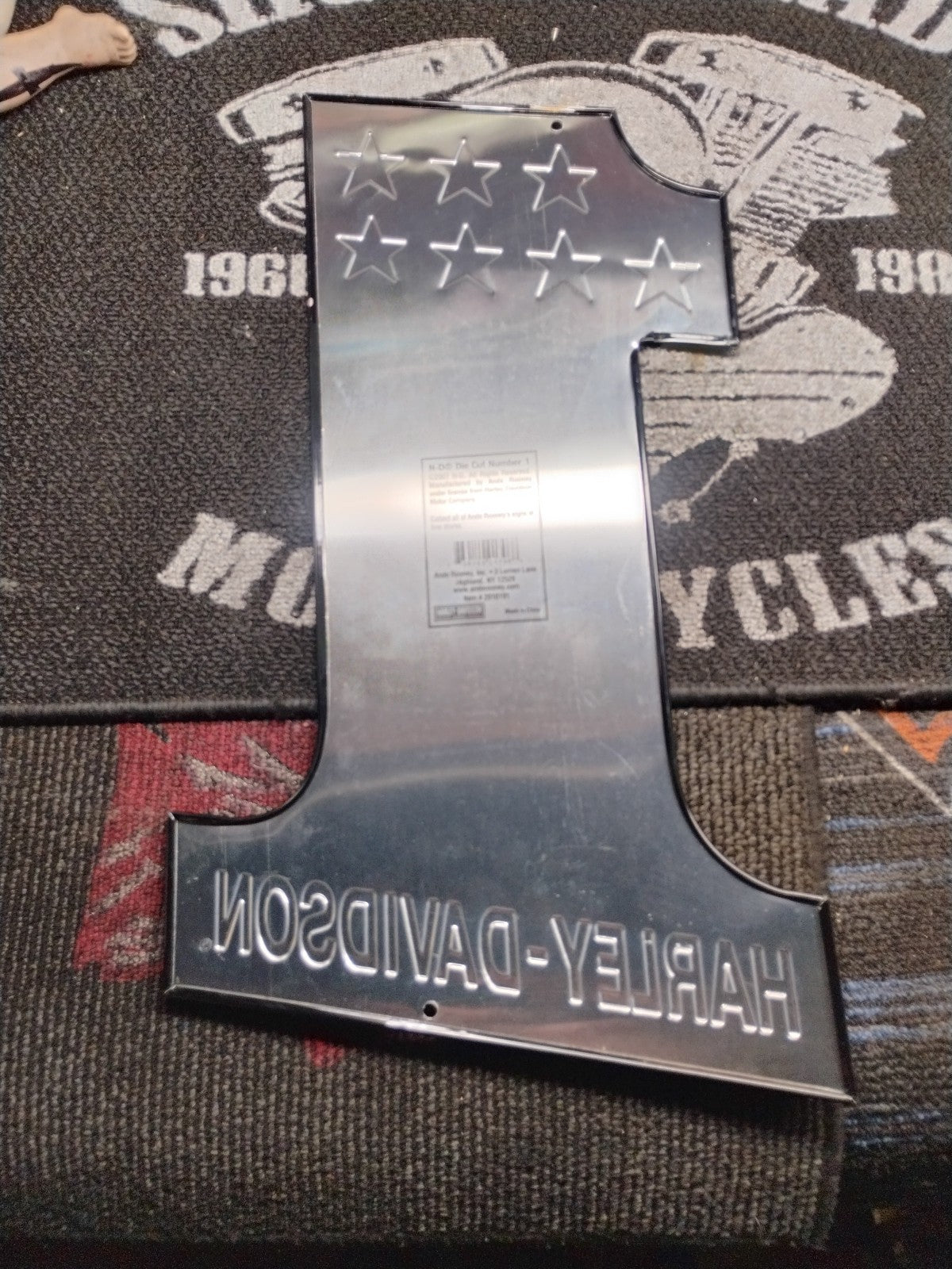 Harley Davidson # 1 Logo Embossed Tin Metal Sign - Bar and Shield - AMF