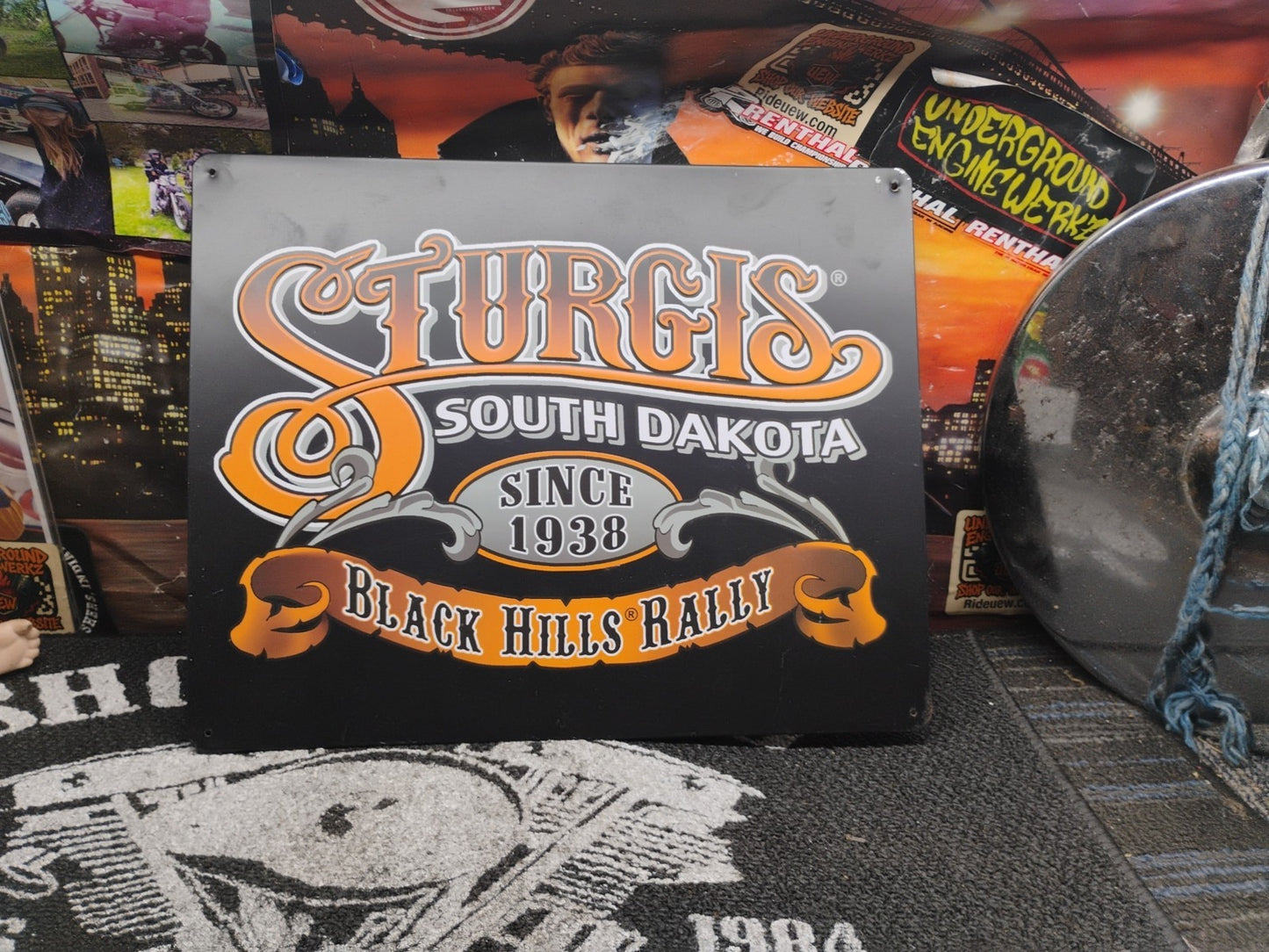 Motorcycle Sturgis South Dakota Since 1938 Embossed Metal Sign Garage 