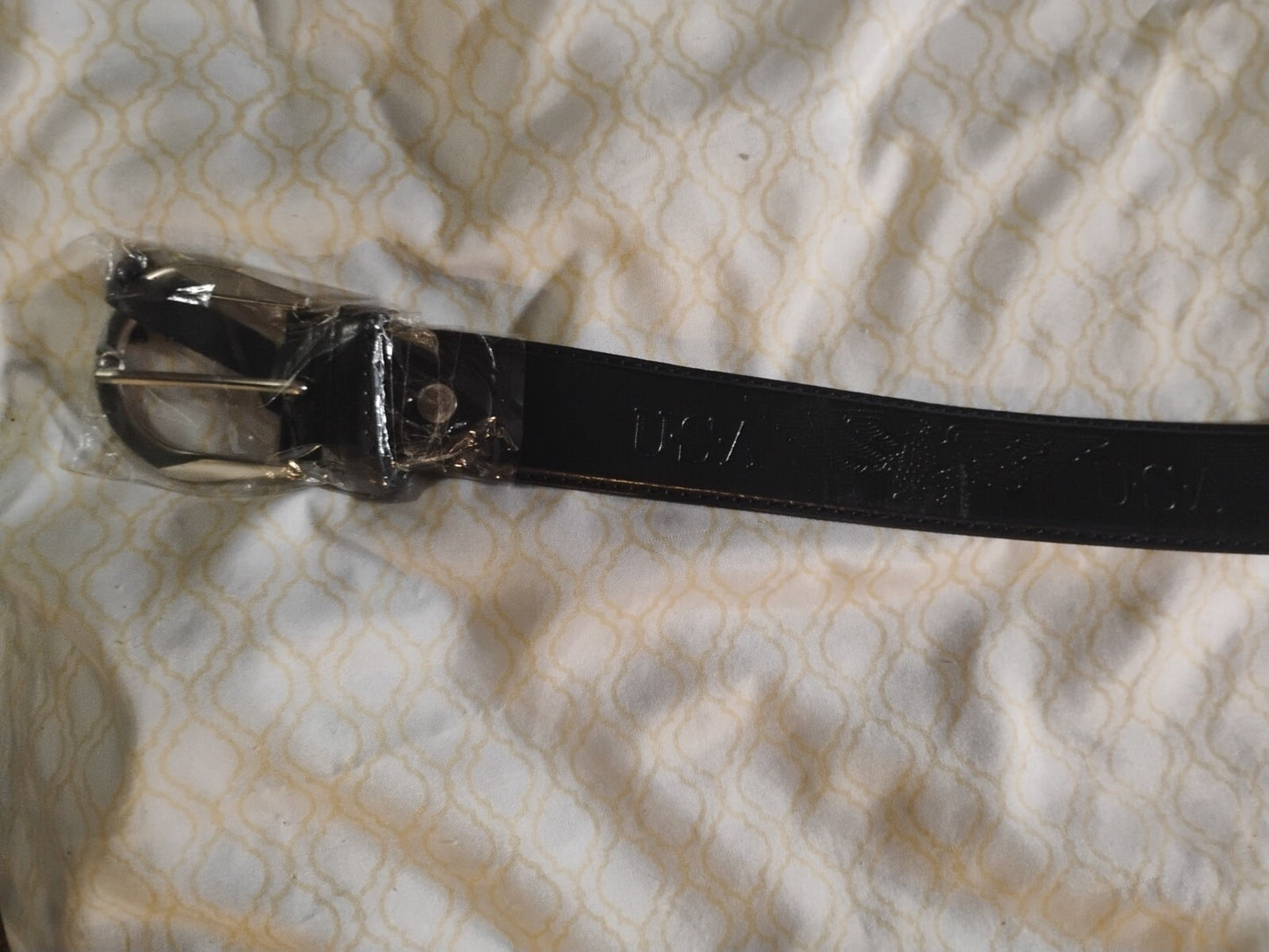 USA Eagle Genuine Leather Belt Size 34-36 Black Vintage USA American Bald Eagle