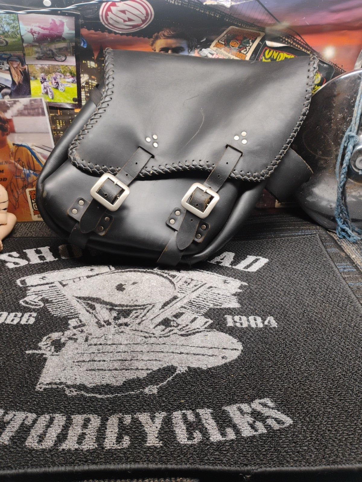 Motorcycle seat bags Saddle Bag Leather Left& Right With Cup Holders