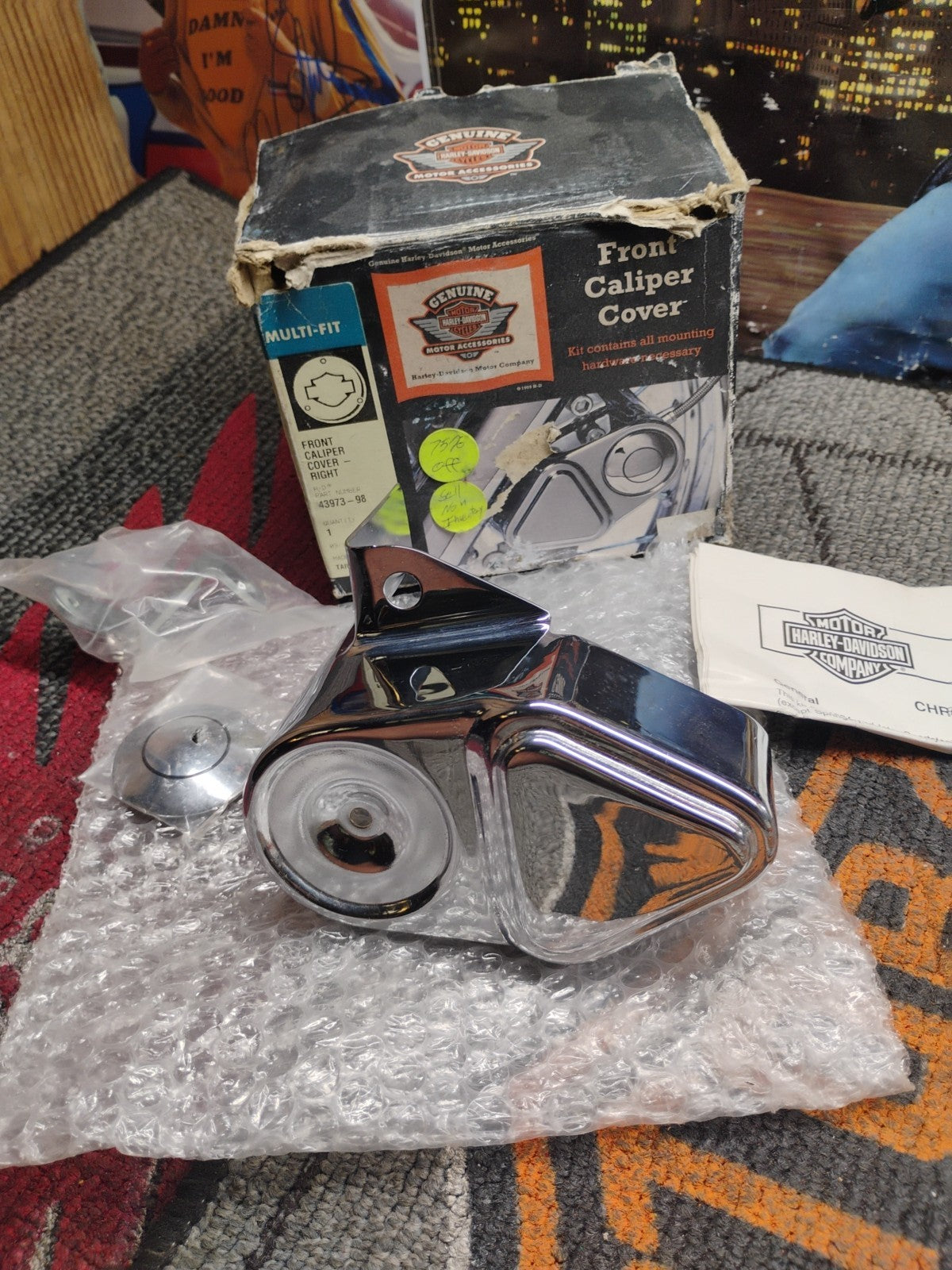 Harley Davidson 43973-98 Chrome Front Right Caliper Cover Sportster 1984