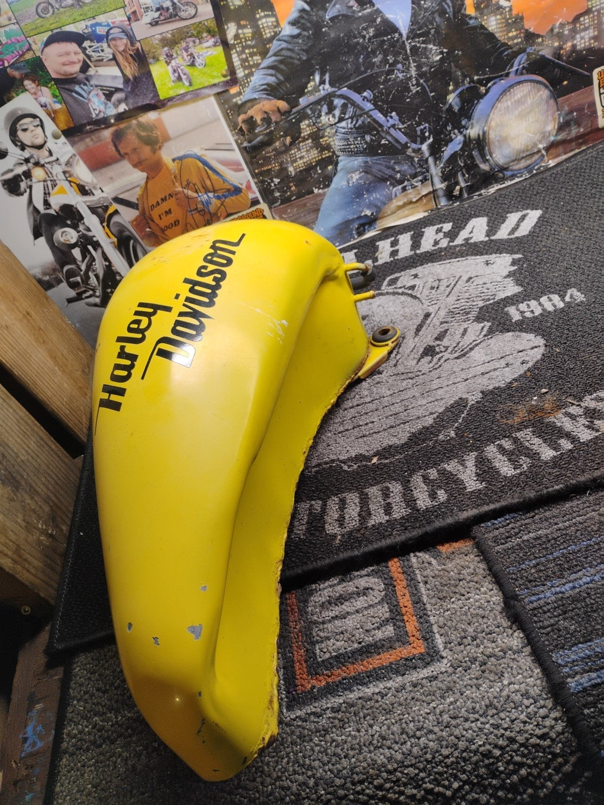 Harley-Davidson Peanut Gas Fuel Tank Yellow Black Script Logo OEM