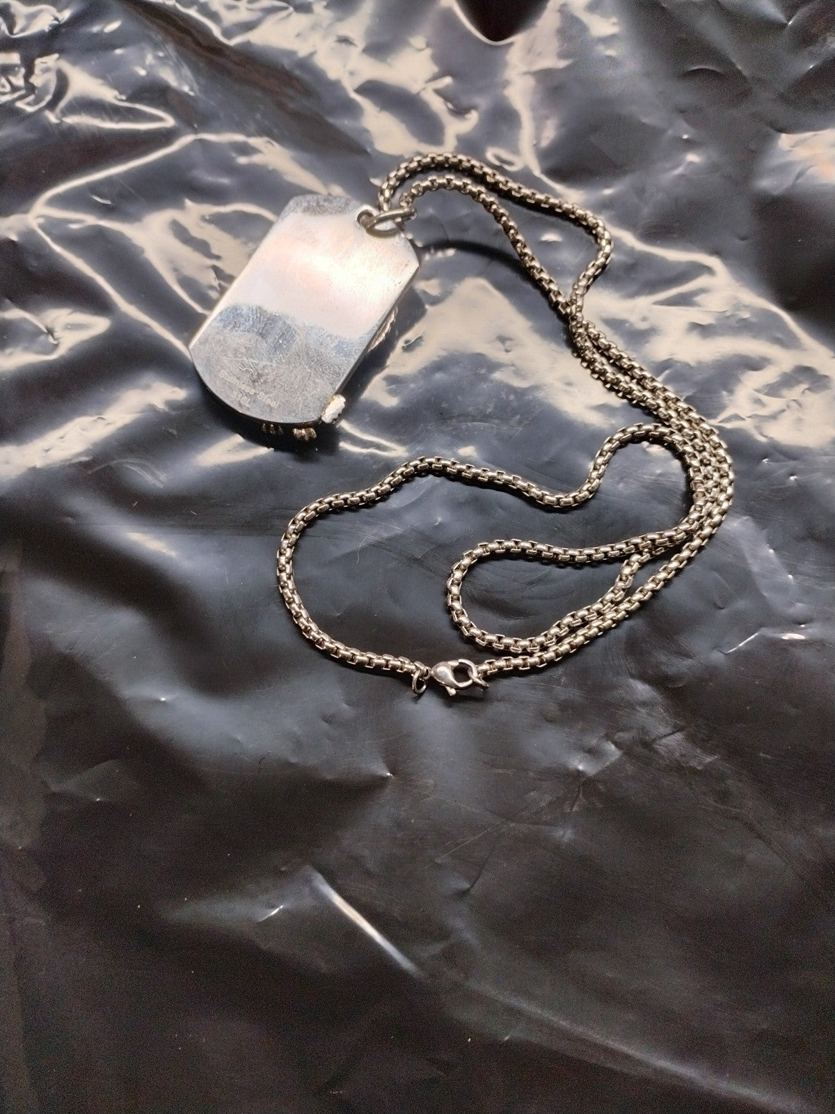 Men Stainless Steel Motorcycle American Legend Dog Tag Pendant Necklace 0346