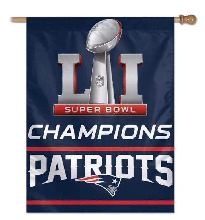 NFL New England Patriots Vertical 27" X 37" Super Bowl Champions Flag Banner