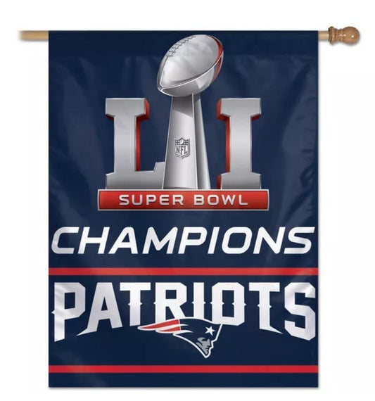 NFL New England Patriots Vertical 27" X 37" Super Bowl Champions Flag Banner