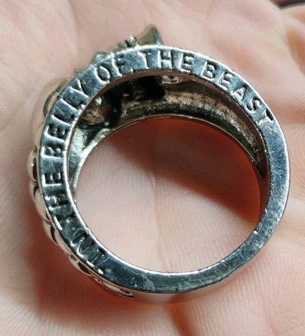 New Skull in the Belly of the Beast Mens Gothic Biker Ring 