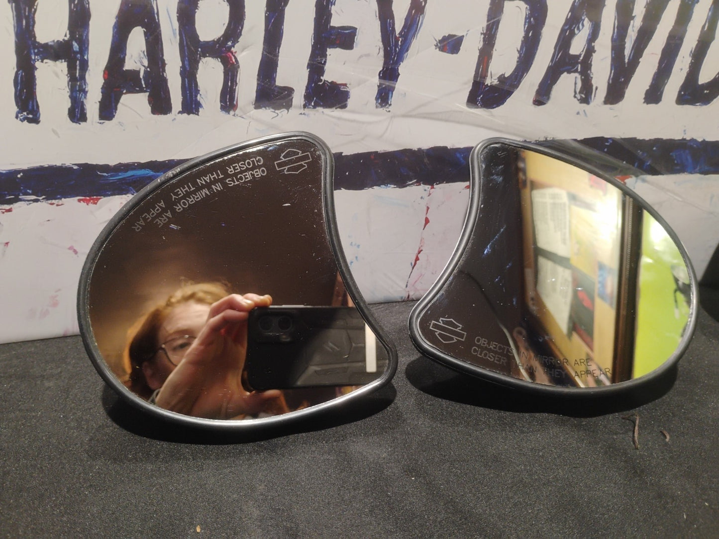 2014-2023 Harley Touring Batwing Fairing Side Mirrors Pair OEM A047108 46R-02806