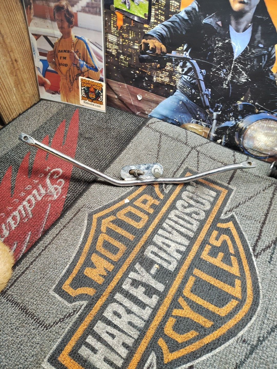 HARLEY DAVIDSON FL FLH CHROME EXHAUST BRACKET MOUNT DYNO POWER DRAG PIPES