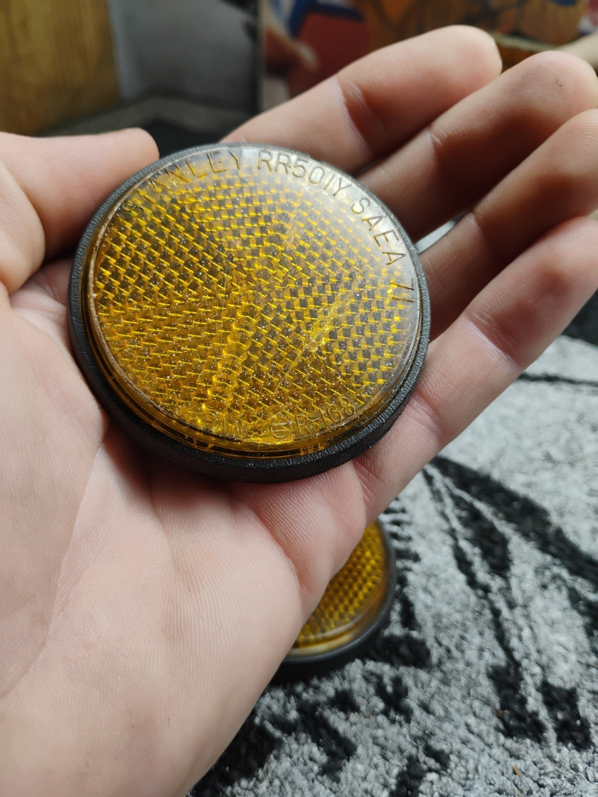 Stanley RR501Y SAE Vintage Amber Yellow Reflectors Honda Suzuki 072-1042 PAIR