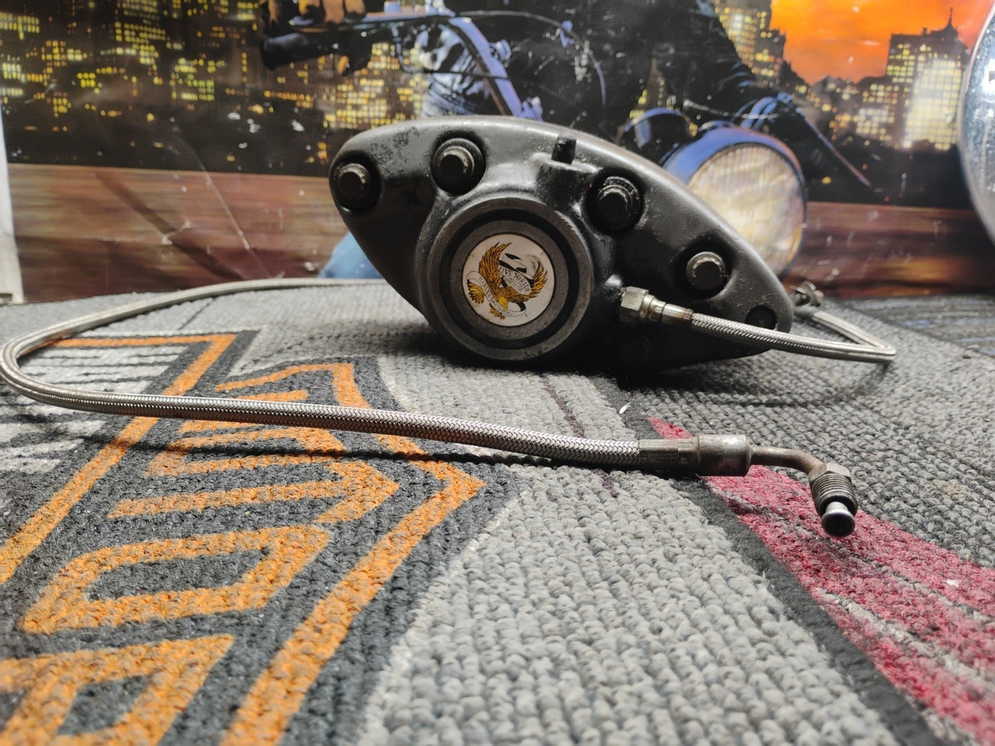 Harley Shovelhead FX FLH Banana Brake Caliper With Brake Line 