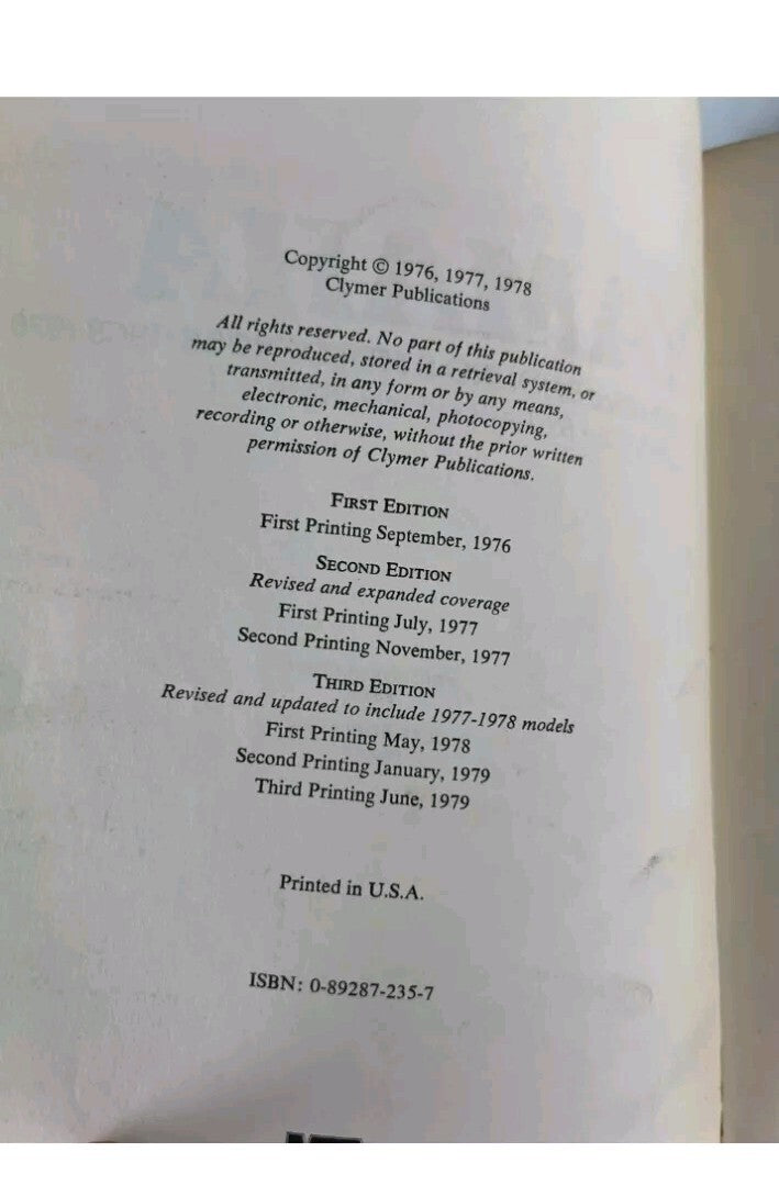 Clymer Yamaha 80-175cc Enduro Motocross 1968 to 1978 Service Repair Manual