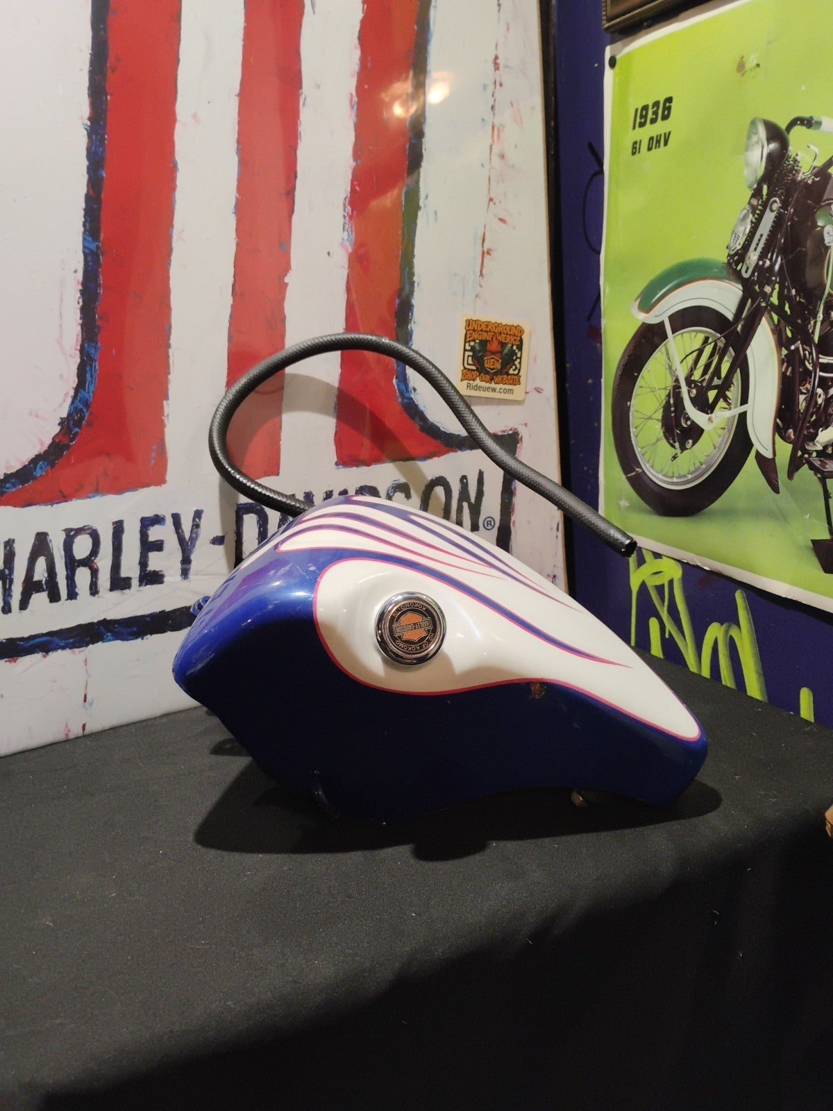 Harley Davidson Sportster oil tank Custom Paint Red White Blue 
