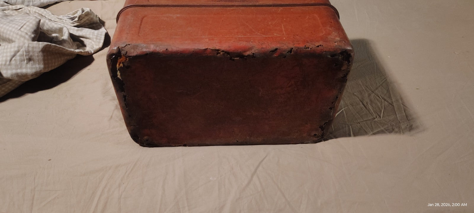 1950s JC Higgins Red Metal Ice Chest Cooler Vintage Sears Picnic / Bicycle Acces