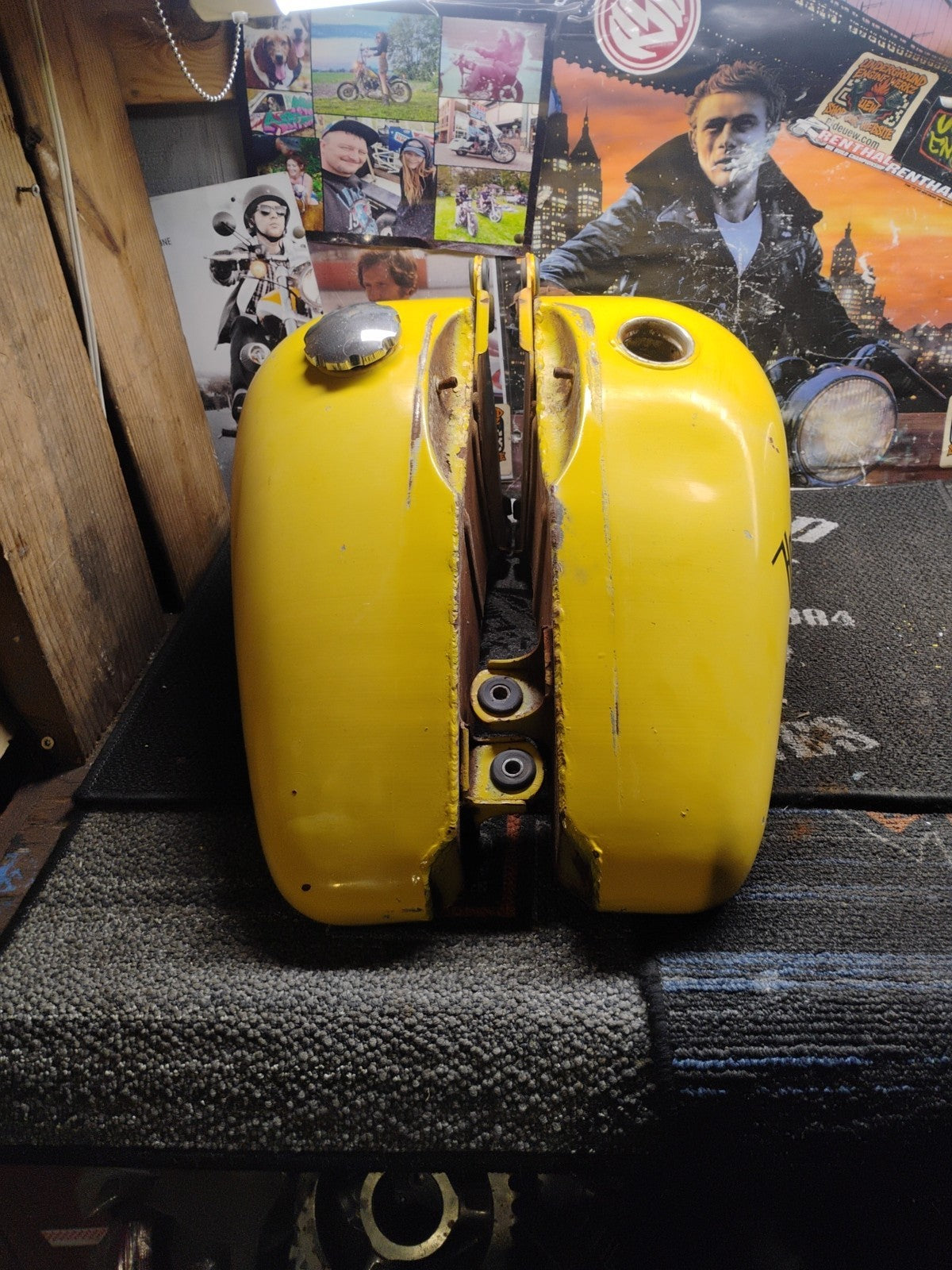 Harley-Davidson Peanut Gas Fuel Tank Yellow Black Script Logo OEM